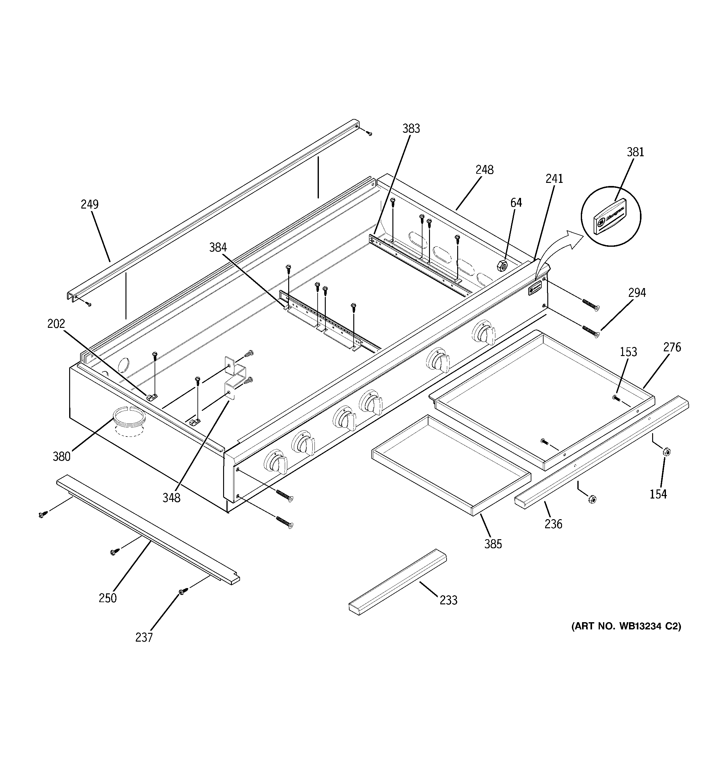 GE ZGU48L6RH3SS cooktop diagram