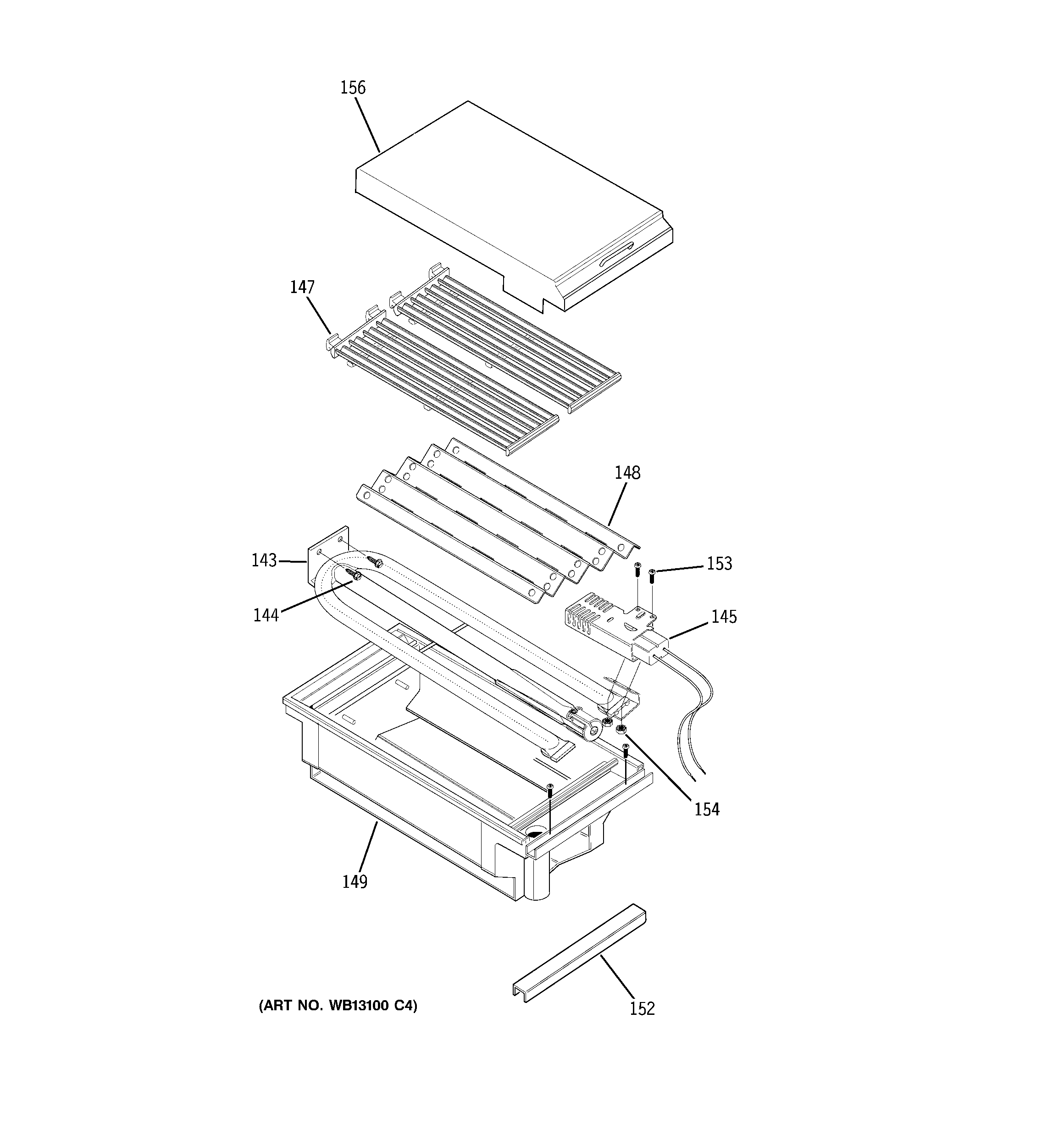 GE ZGU48L6RH3SS grill assembly diagram