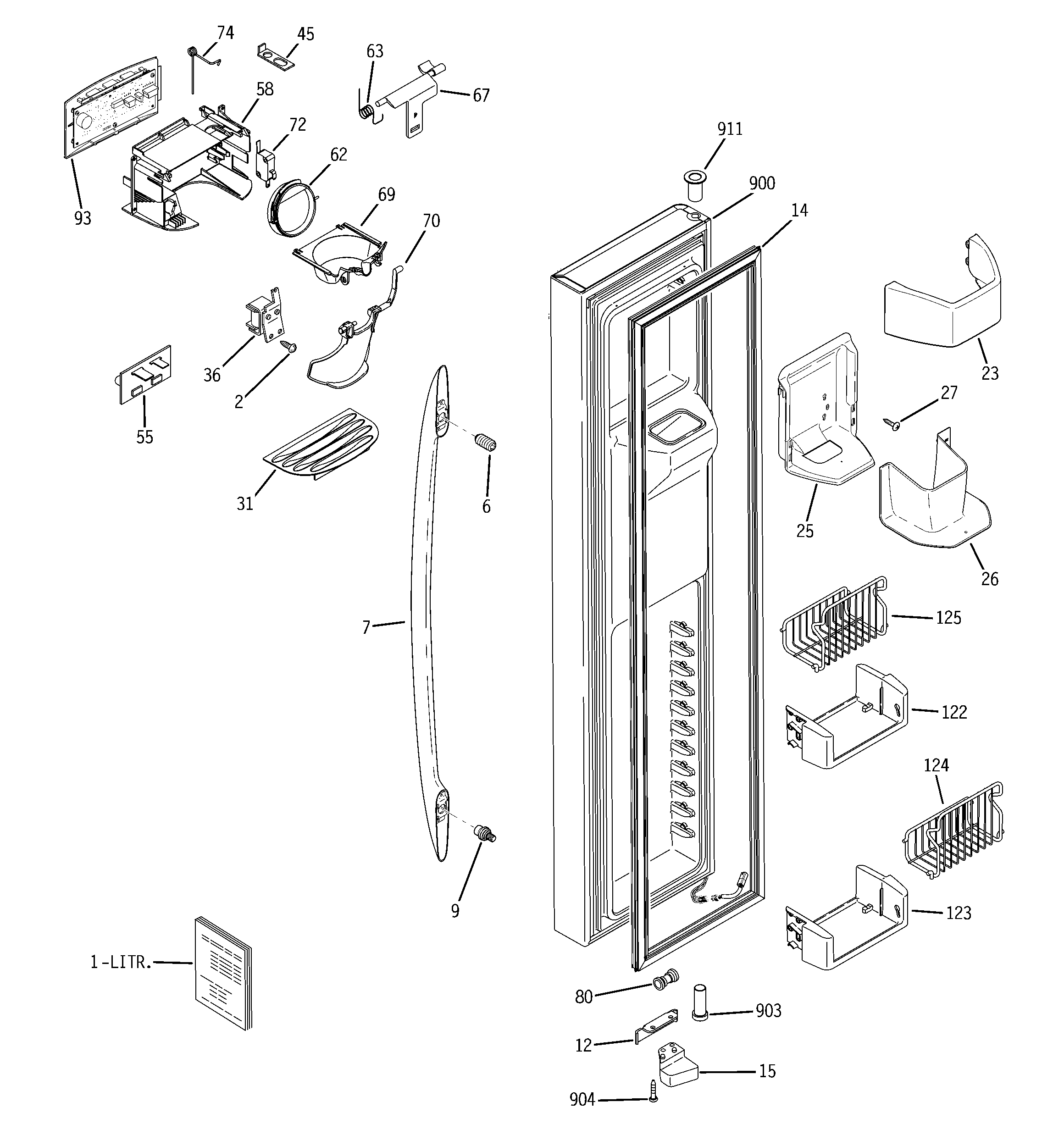 GE PSC23NSTASS freezer door diagram