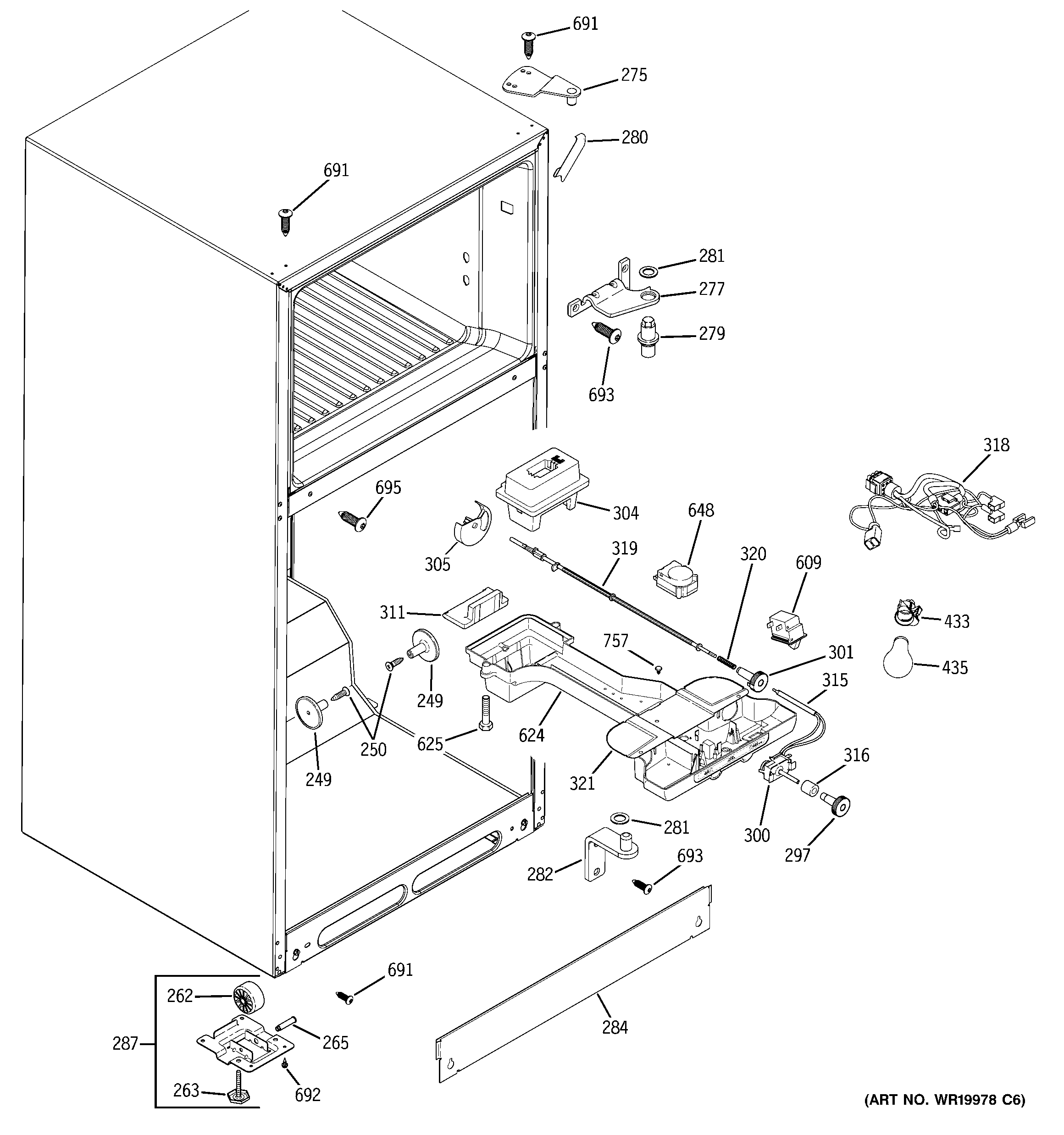 GE GTH18JBRVRCC fresh food section diagram