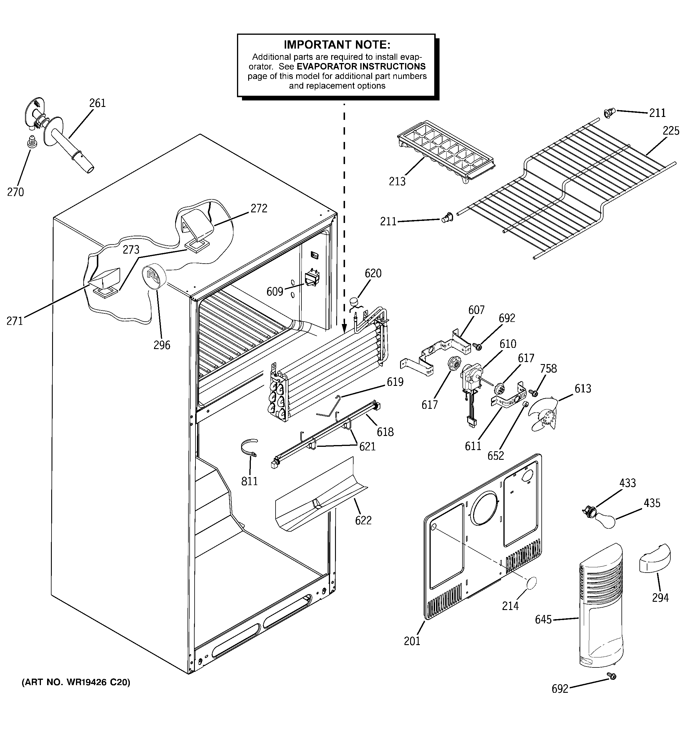 GE DTS18ZBRURWW freezer section diagram