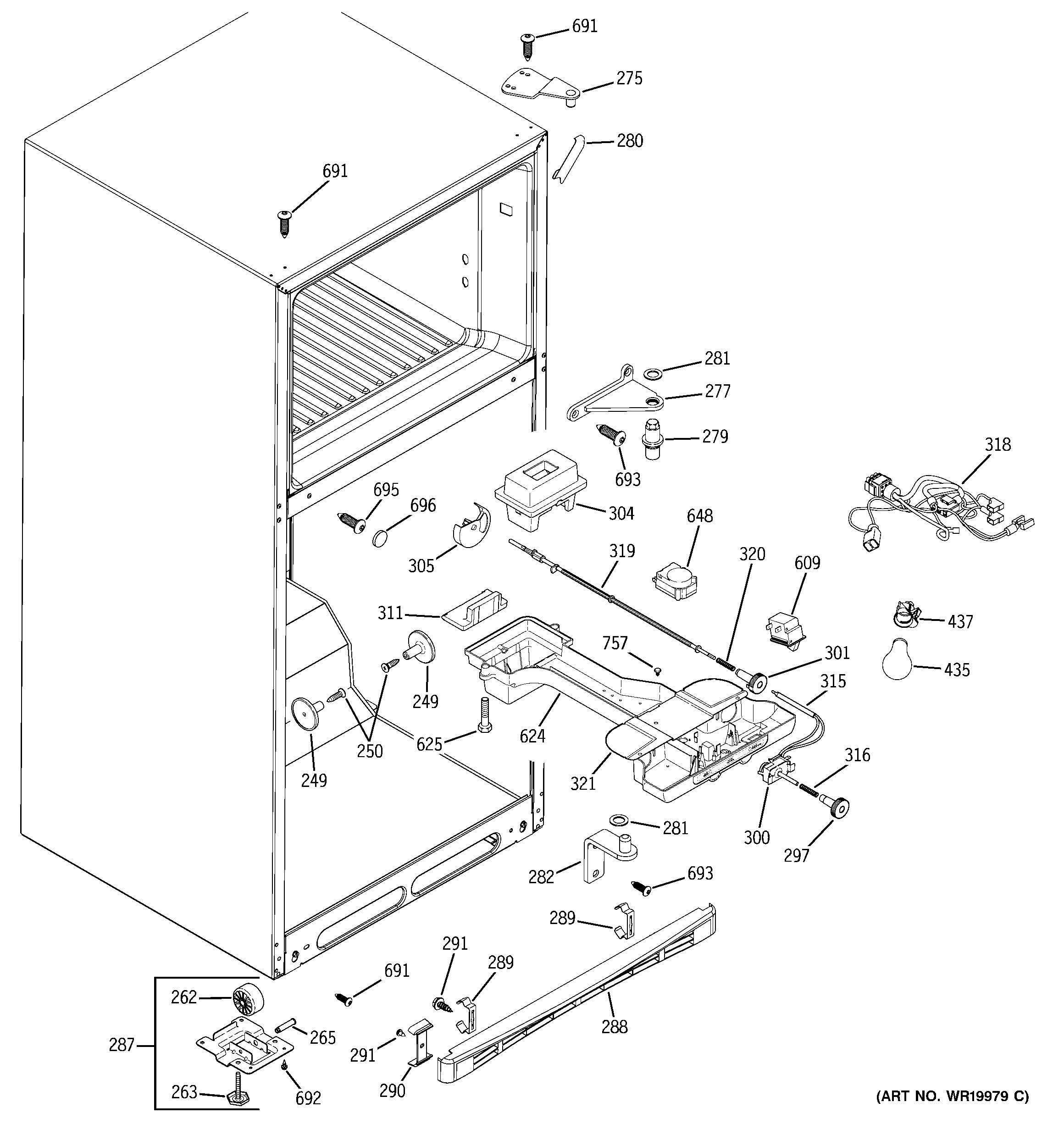 GE DTS18ZBRURWW fresh food section diagram