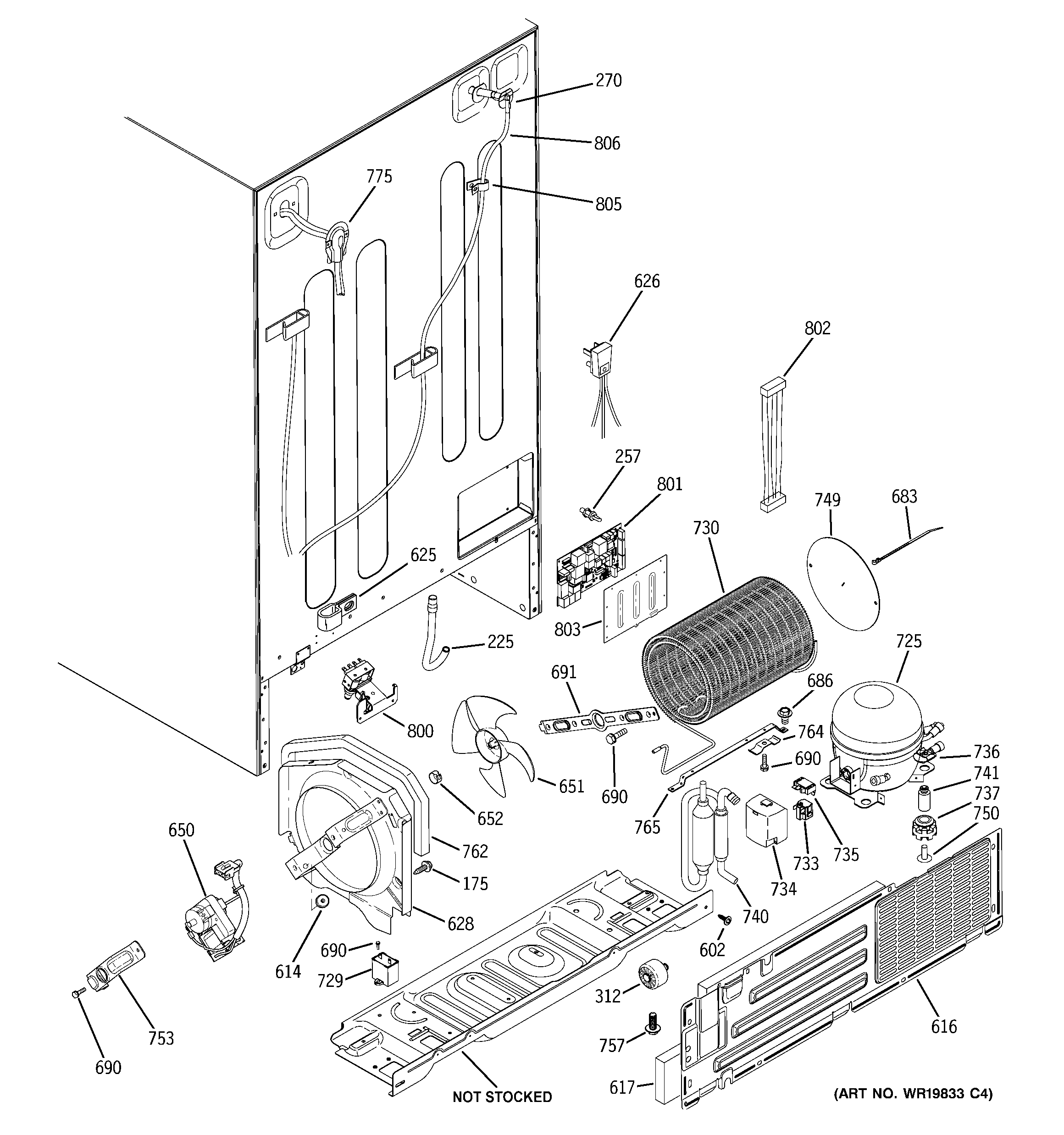 GE DSS25MGSCBB sealed system & mother board diagram