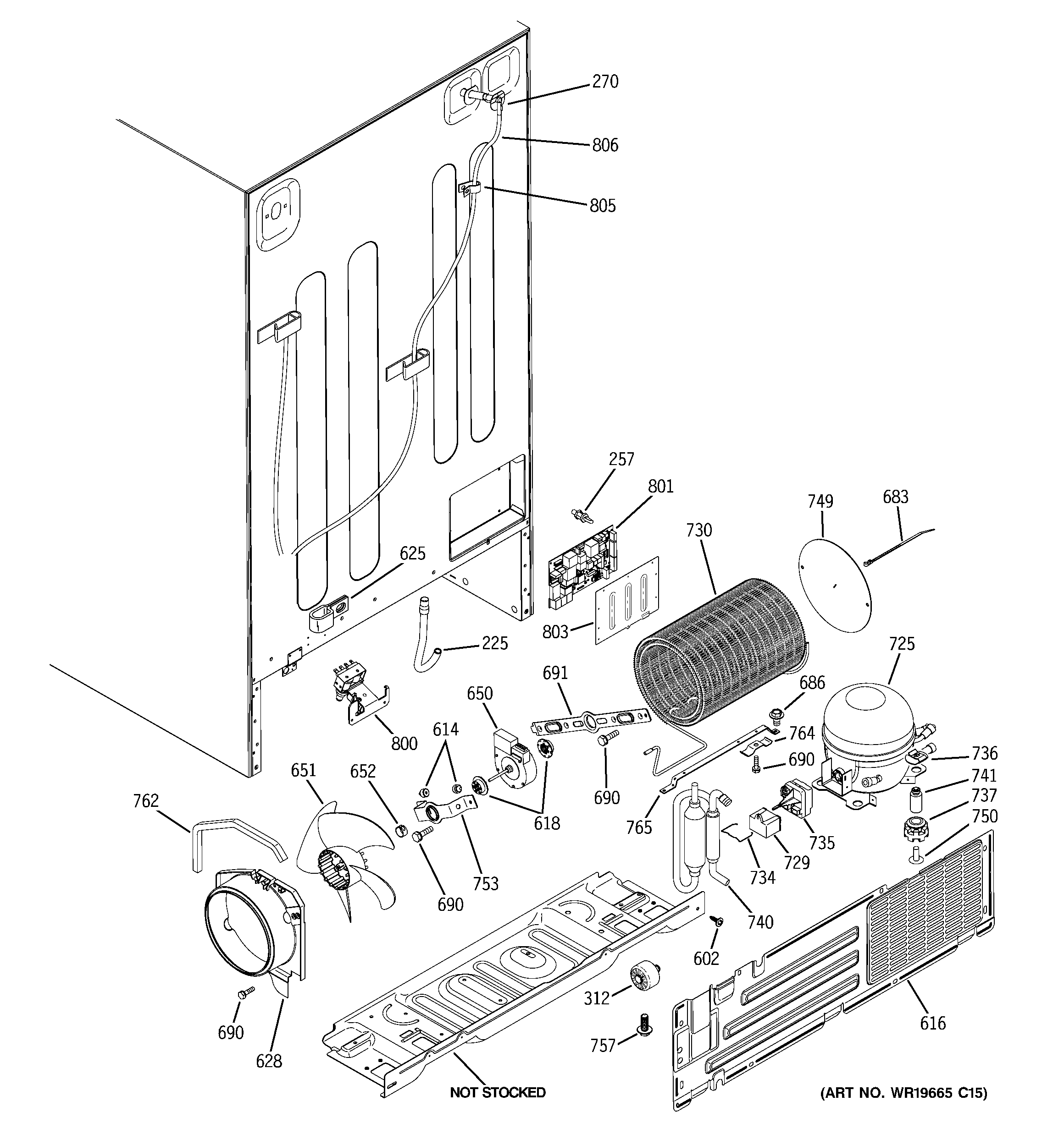 GE PSS23MSTASS sealed system & mother board diagram