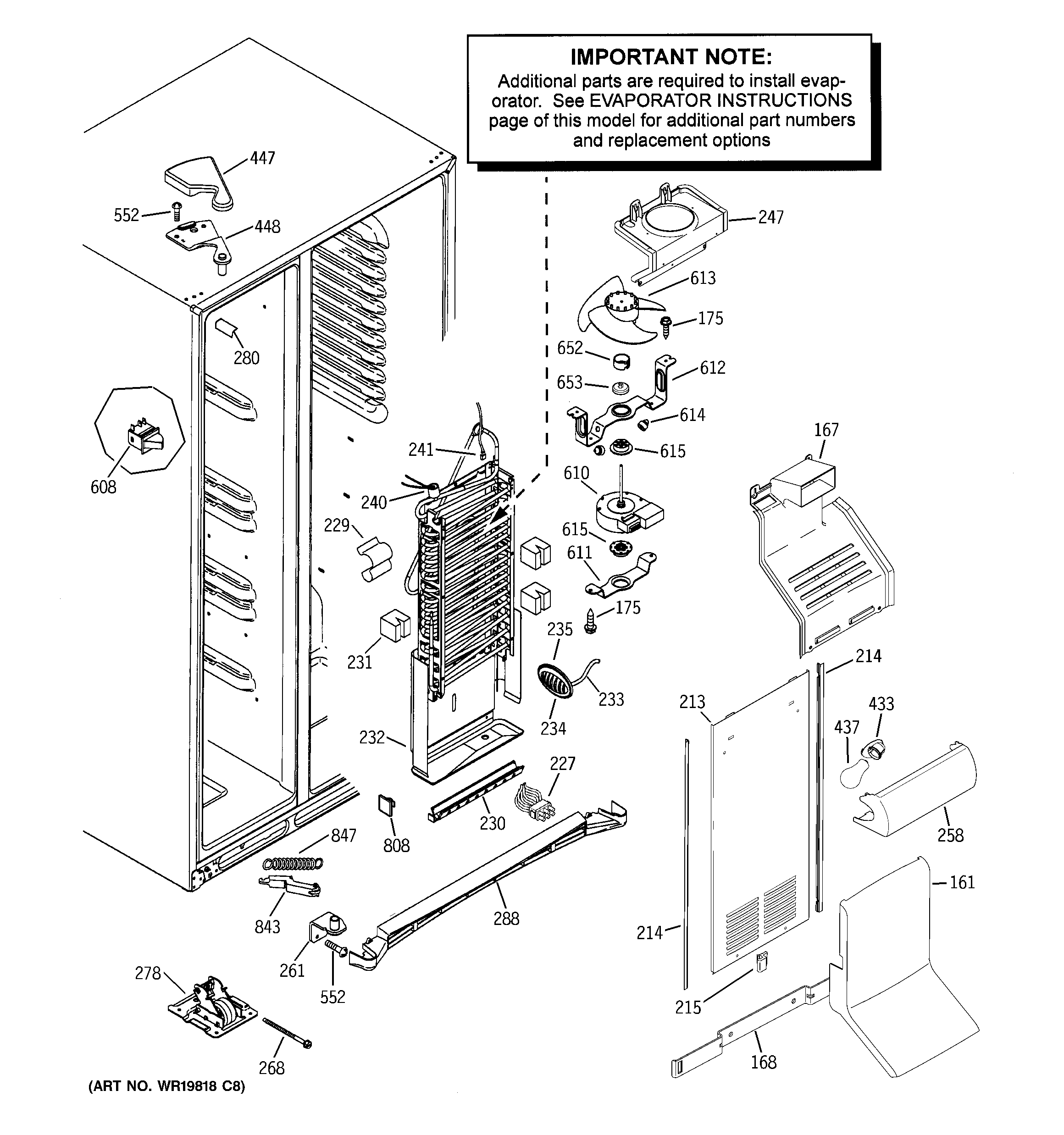 GE PSS23MSTASS freezer section diagram