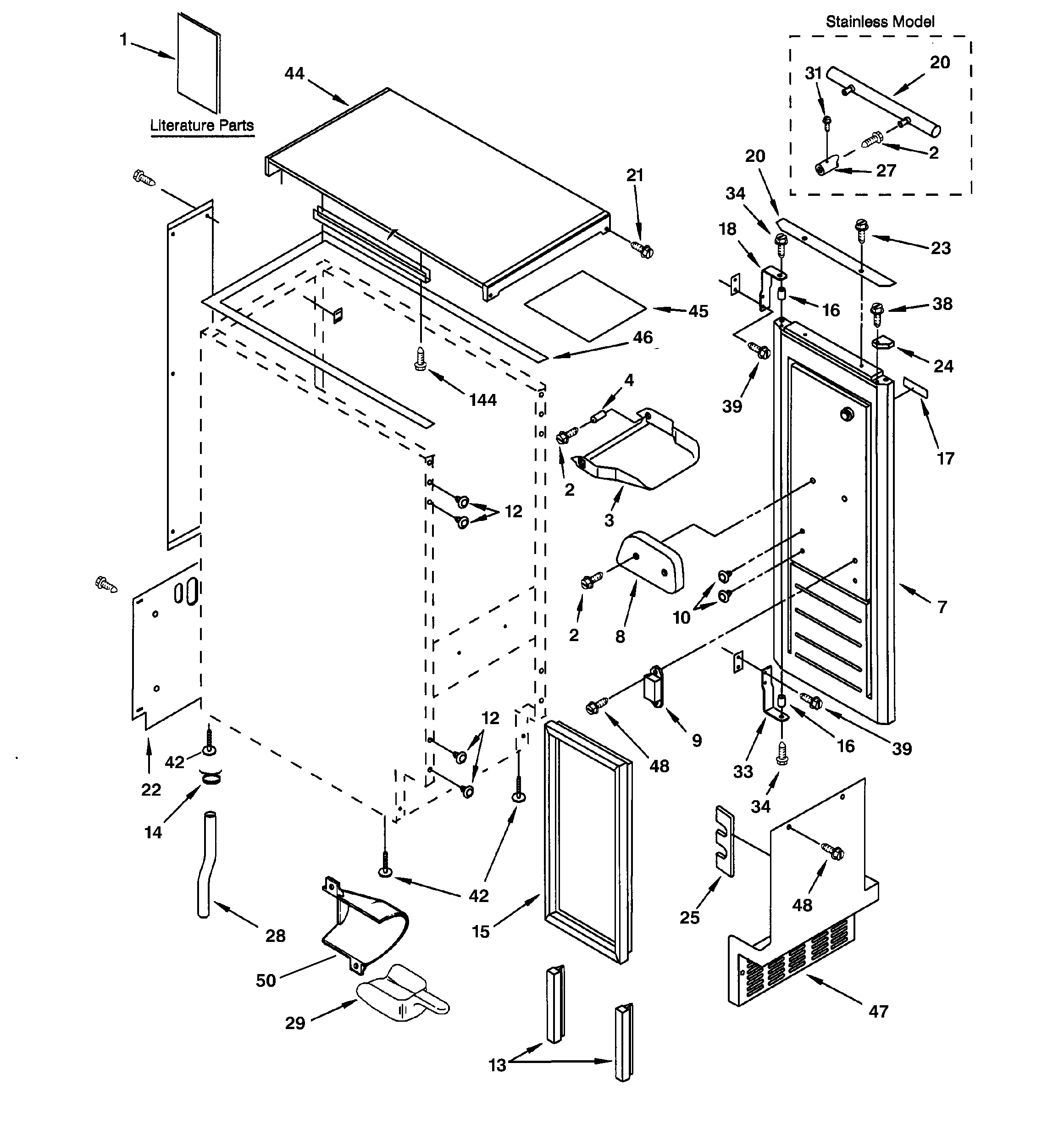 GE ZDIS15CSSL cabinet liner & door parts diagram