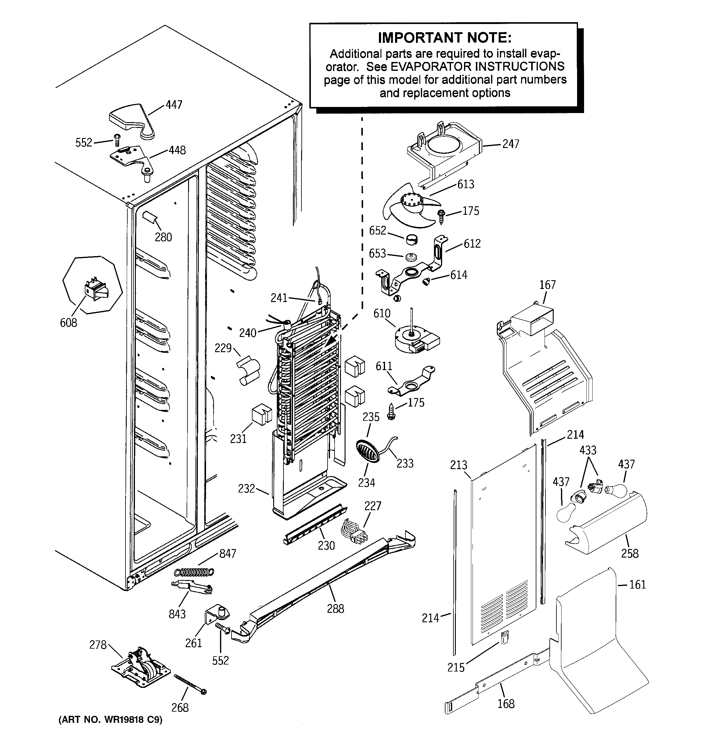 GE GSS23WSTASS freezer section diagram