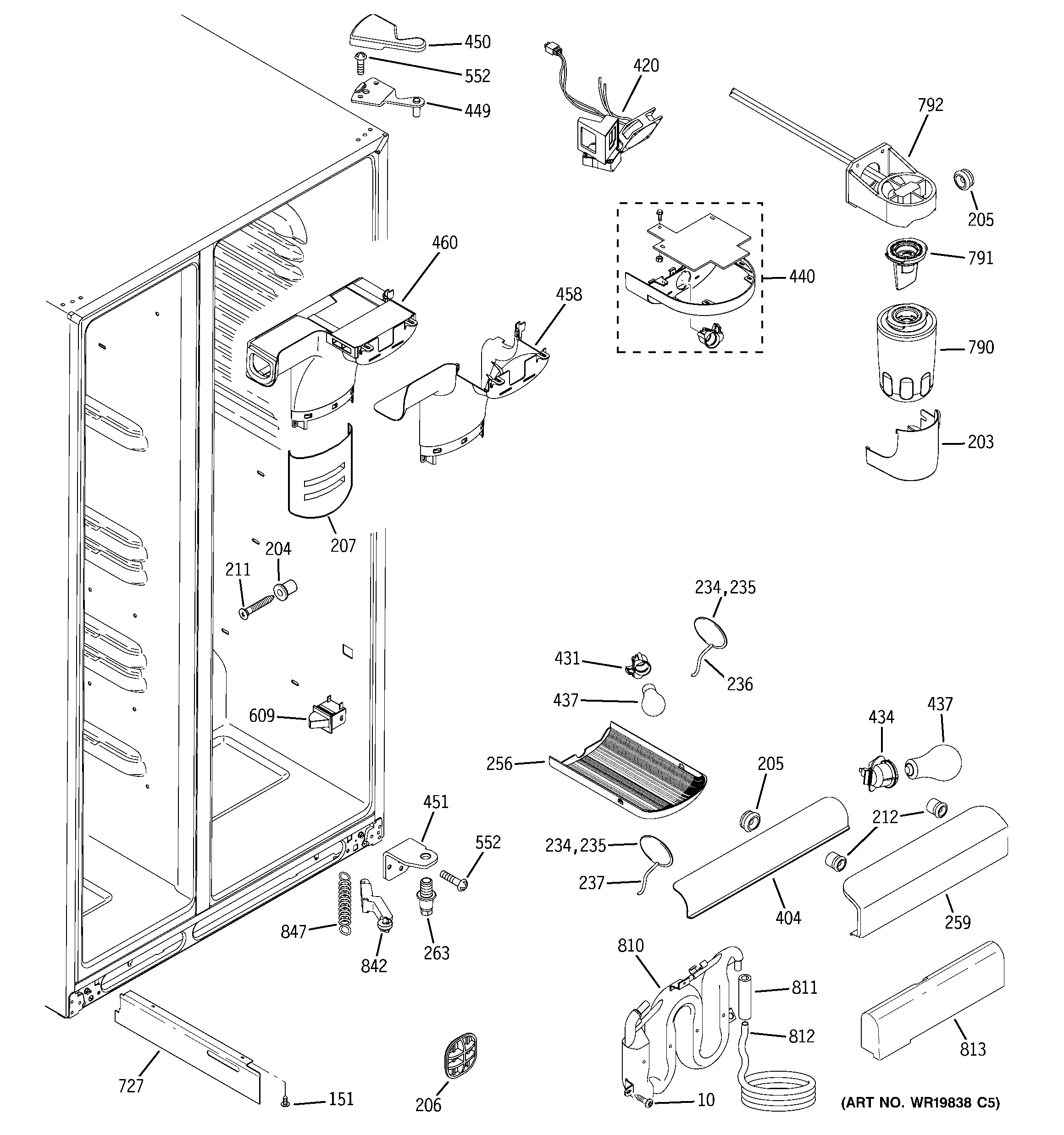 GE GSS23WSTASS fresh food section diagram