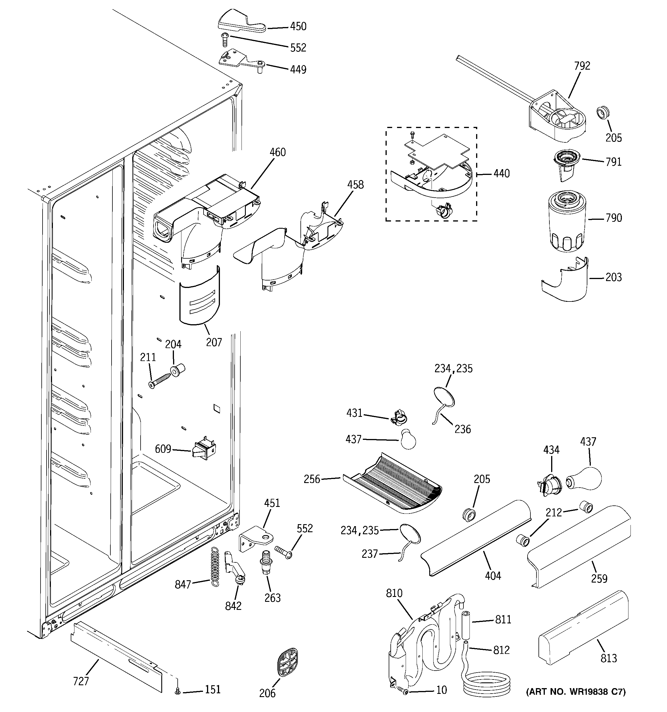 GE GSS25WSTASS fresh food section diagram