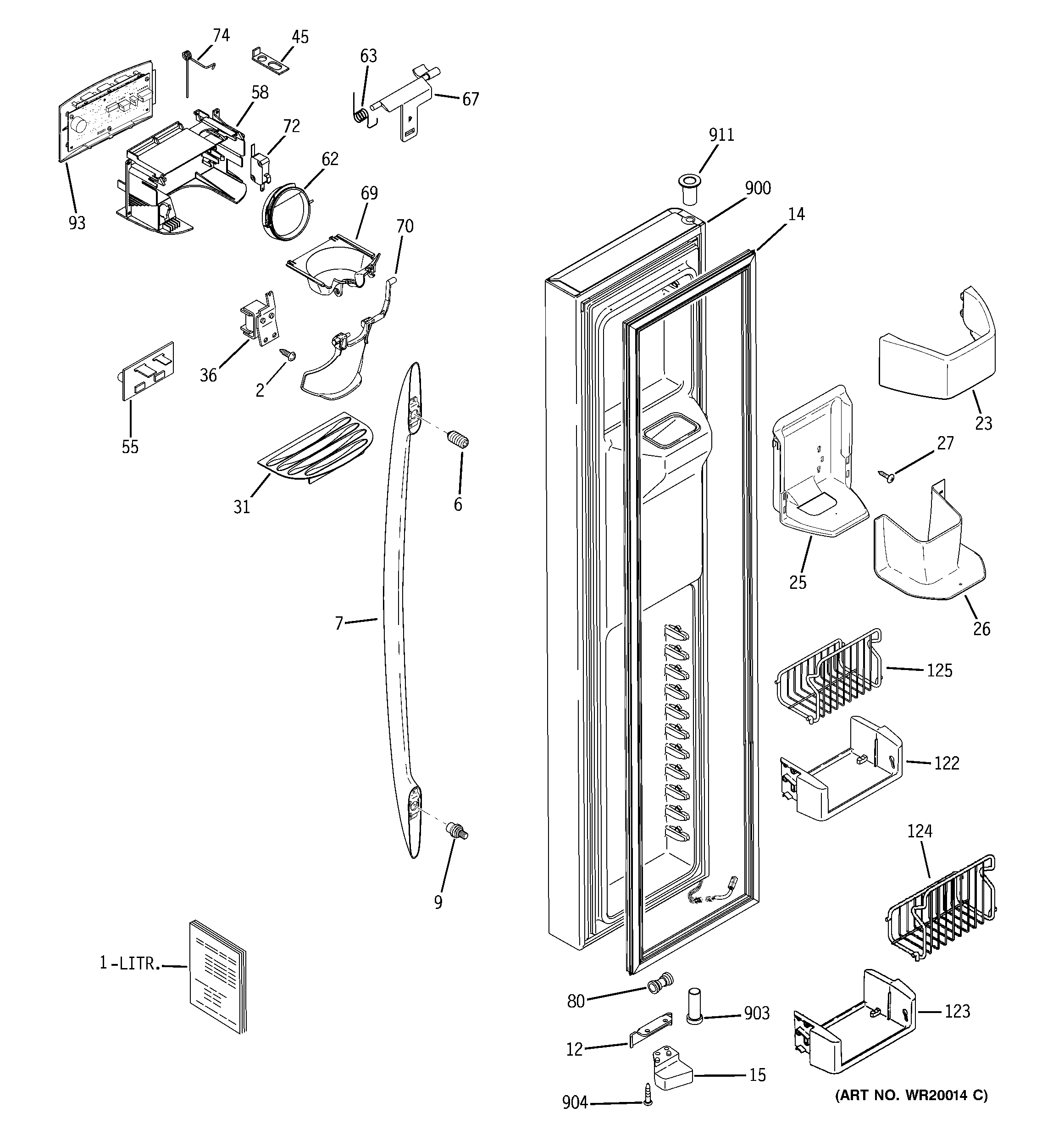 GE PSS26NSTASS freezer door diagram