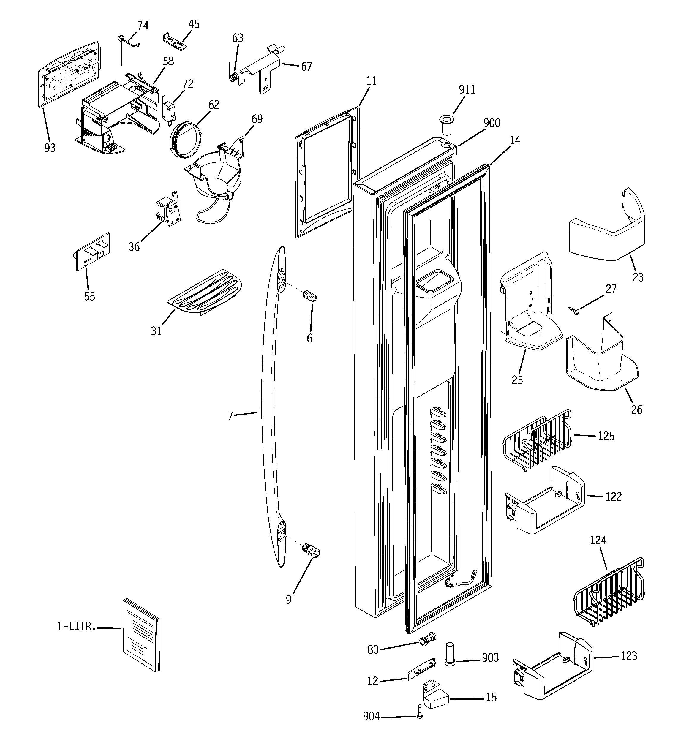 GE PSS26SHTASS freezer door diagram