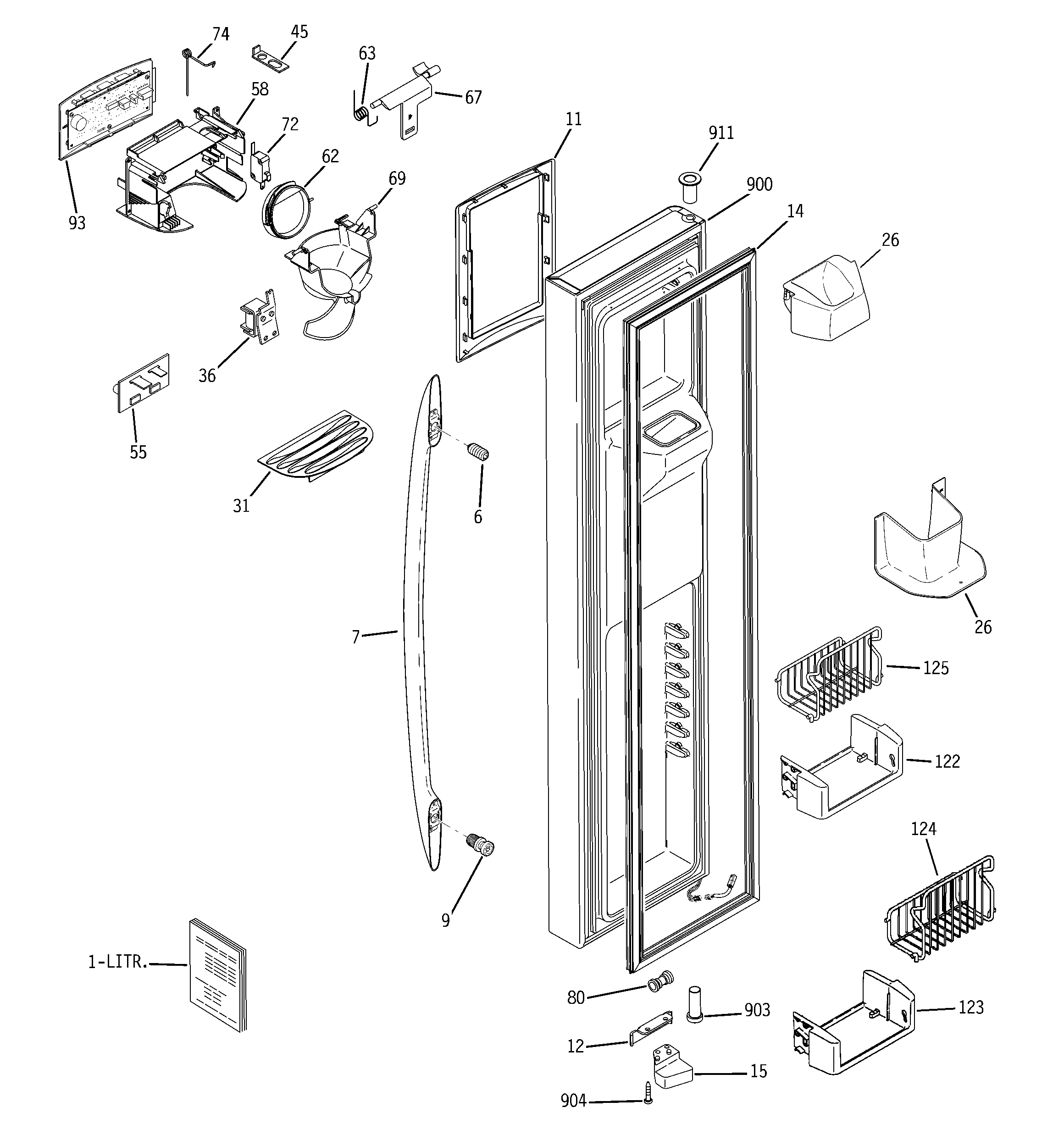 GE PSS23NSTASS freezer door diagram