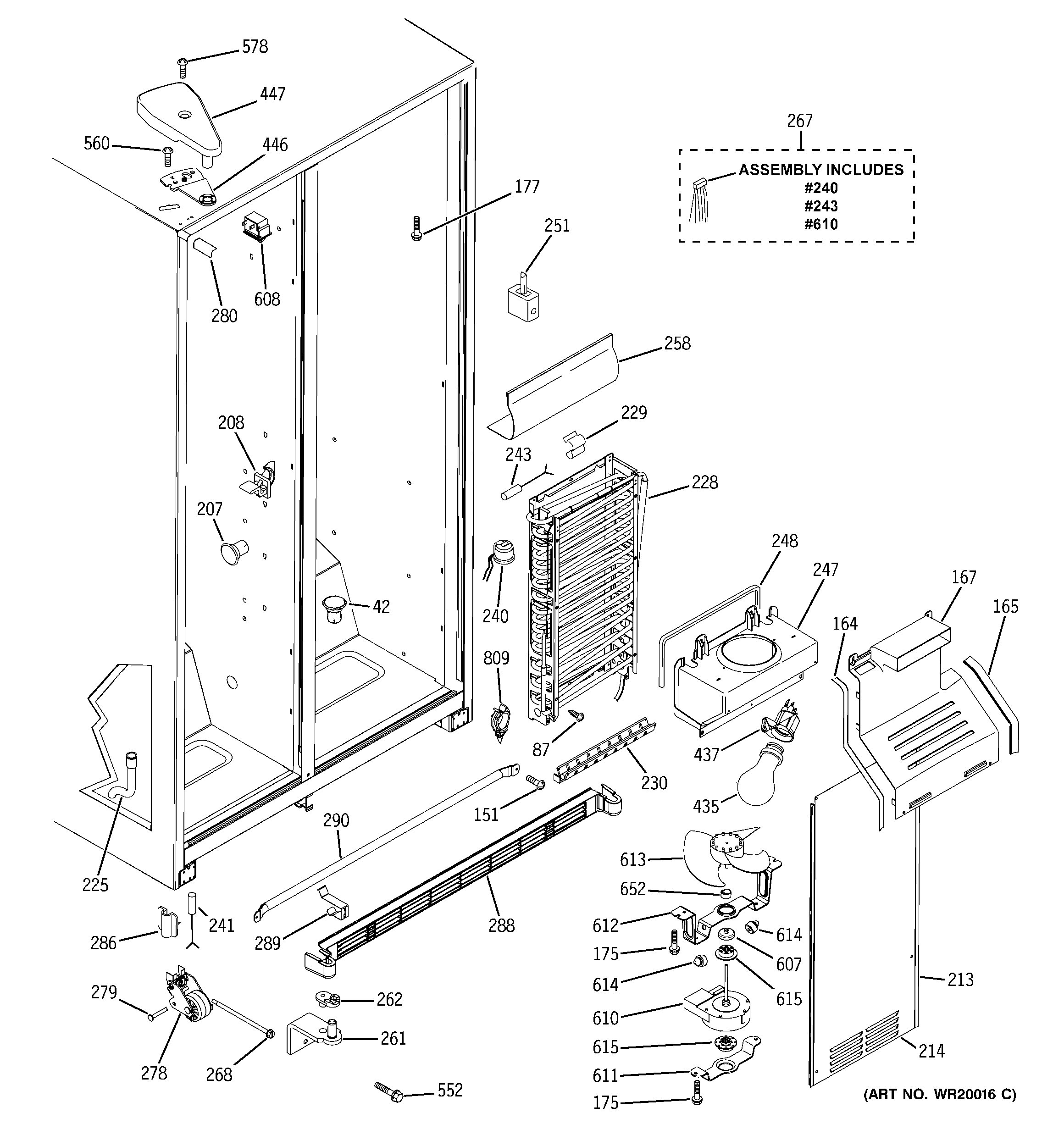 GE SSH25KFRFWW freezer section diagram