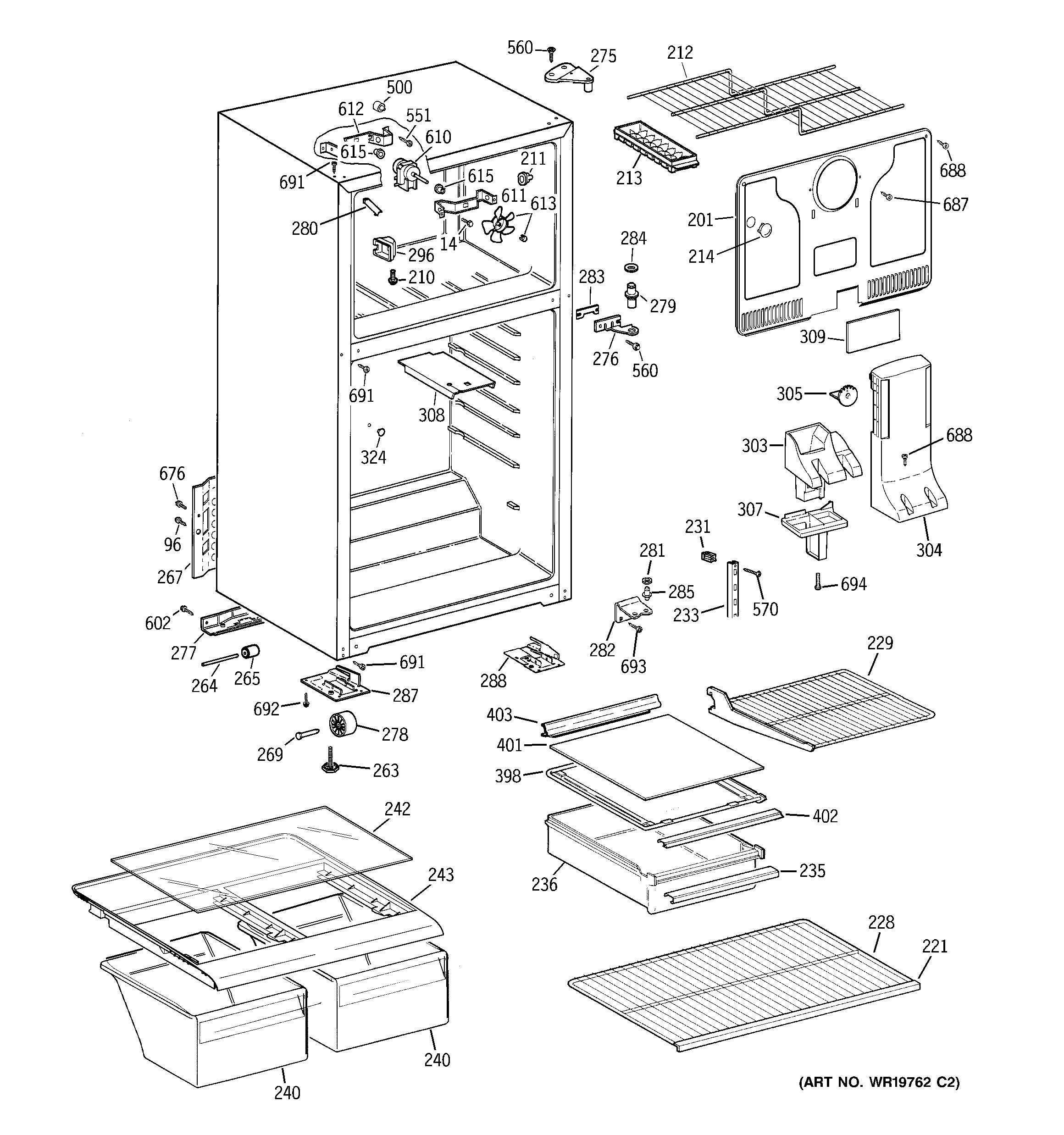 GE CTS18FBSALWW cabinet diagram