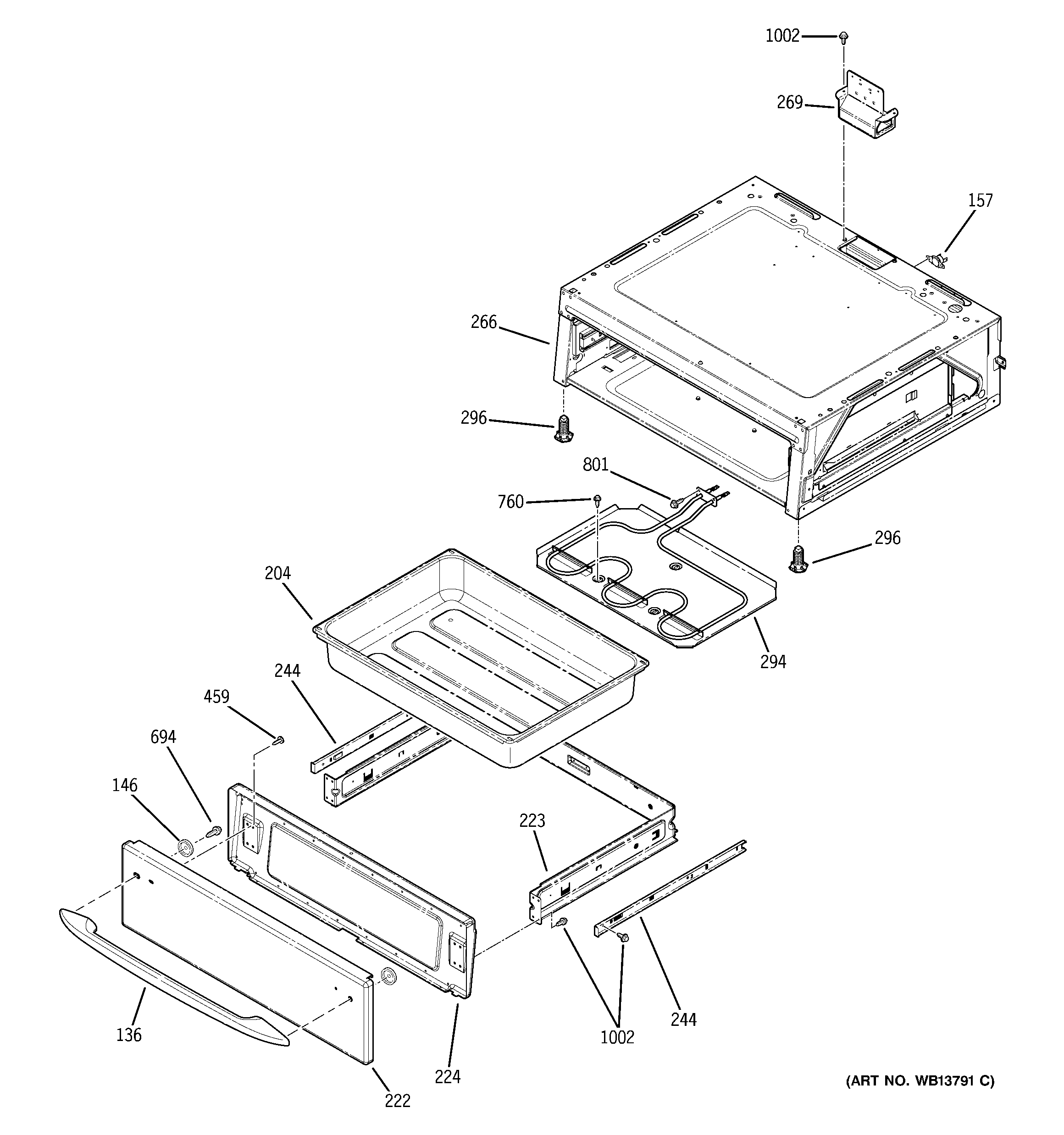 GE JB900BK2BB warming drawer diagram