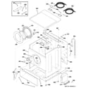 GE WPXH214F1WW cabinet, door & top diagram