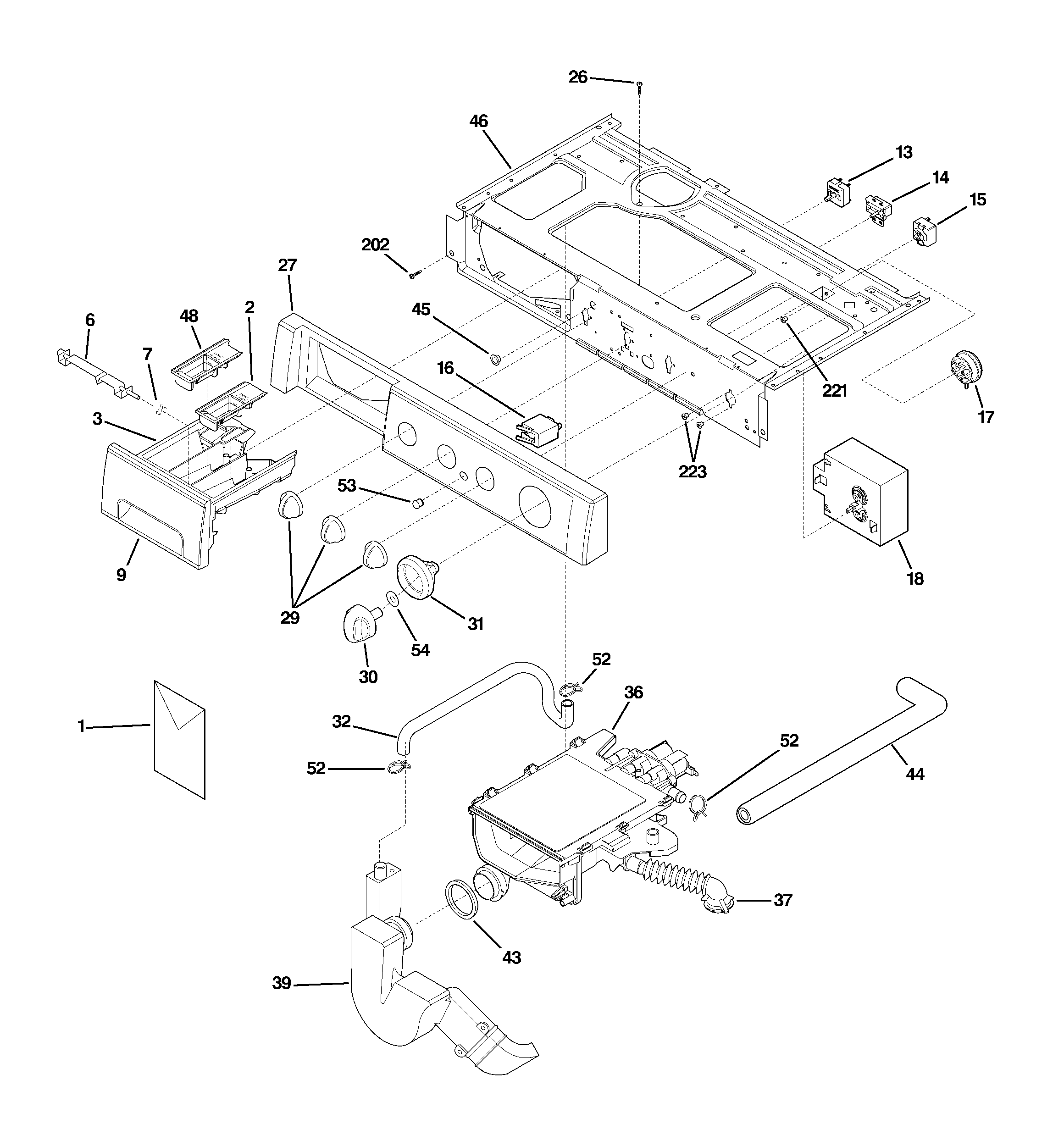 GE WSXH208F1WW control panel diagram