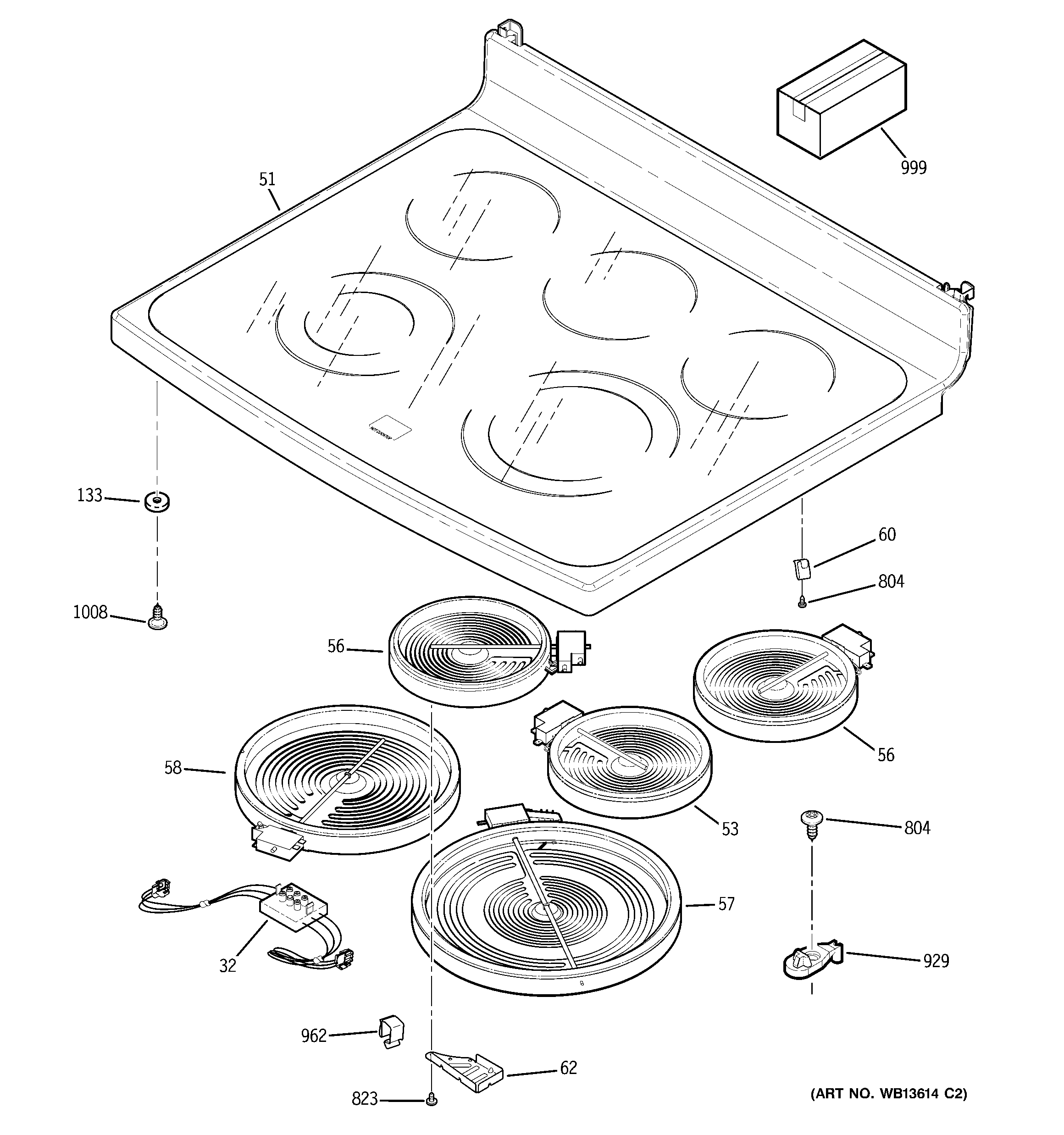 GE JCB900SK2SS cooktop diagram