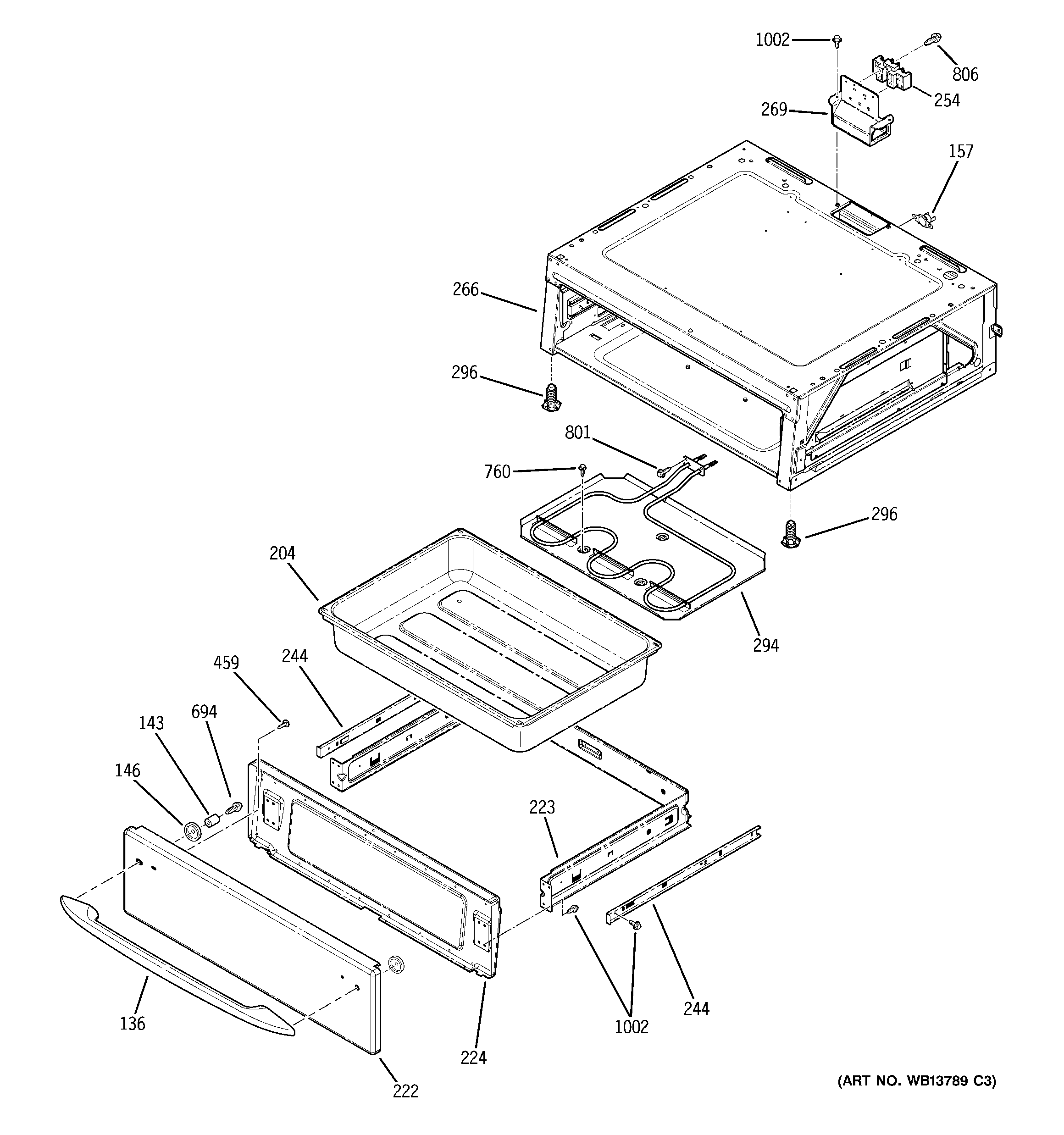 GE JCB900SK2SS warming drawer diagram