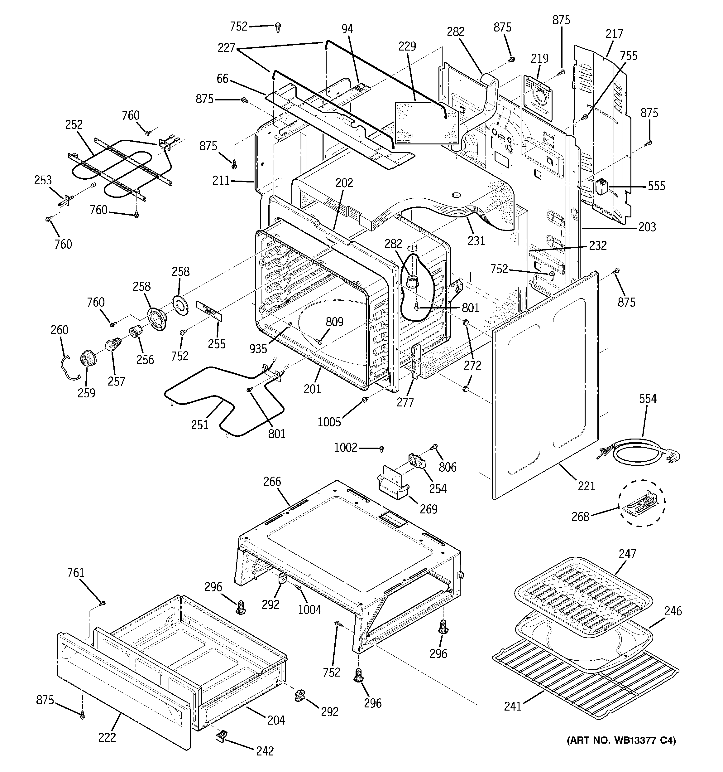 GE JCBP65WK2WW body parts diagram