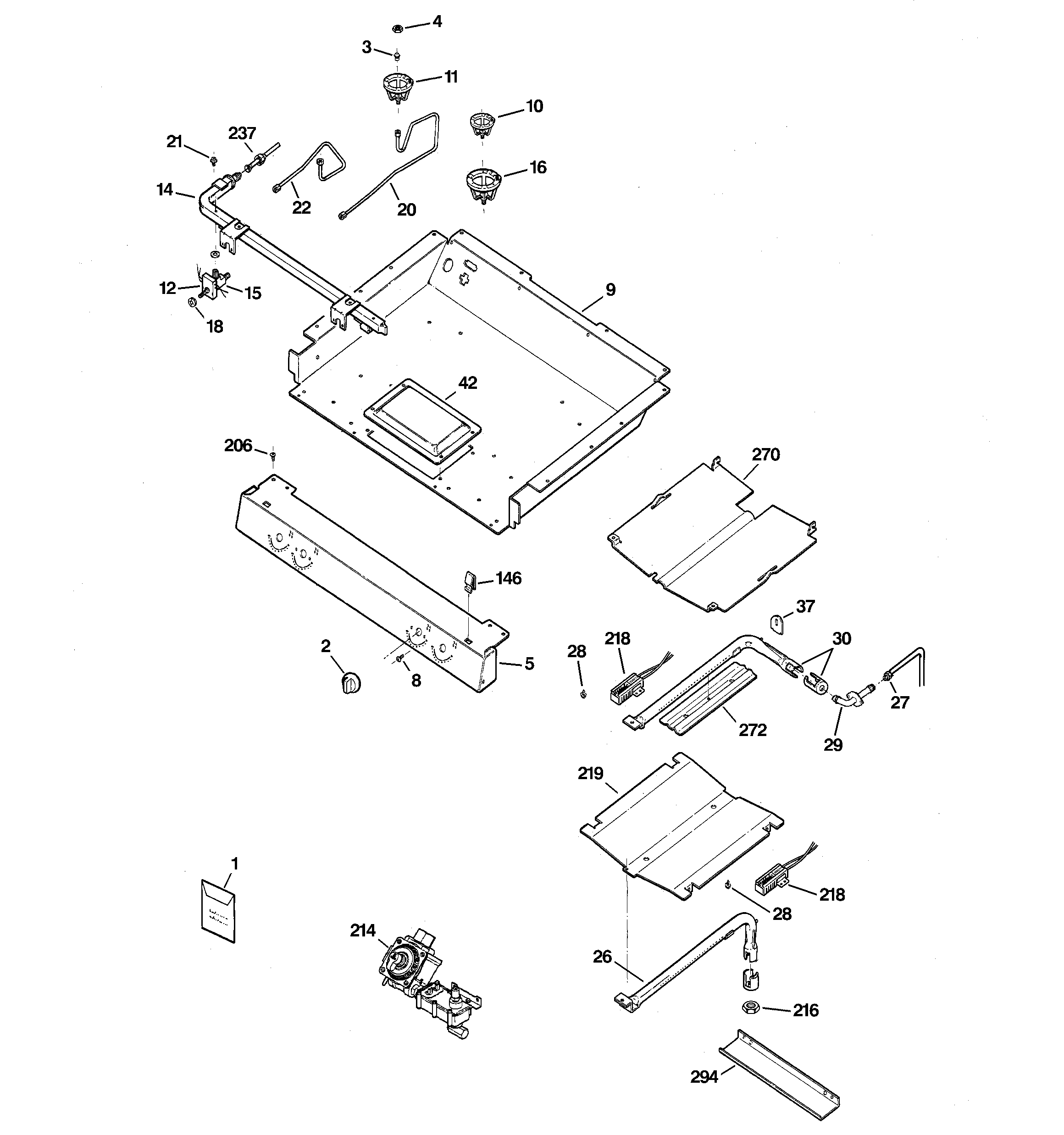 GE JGBP35BEJ3BB gas & burner parts diagram