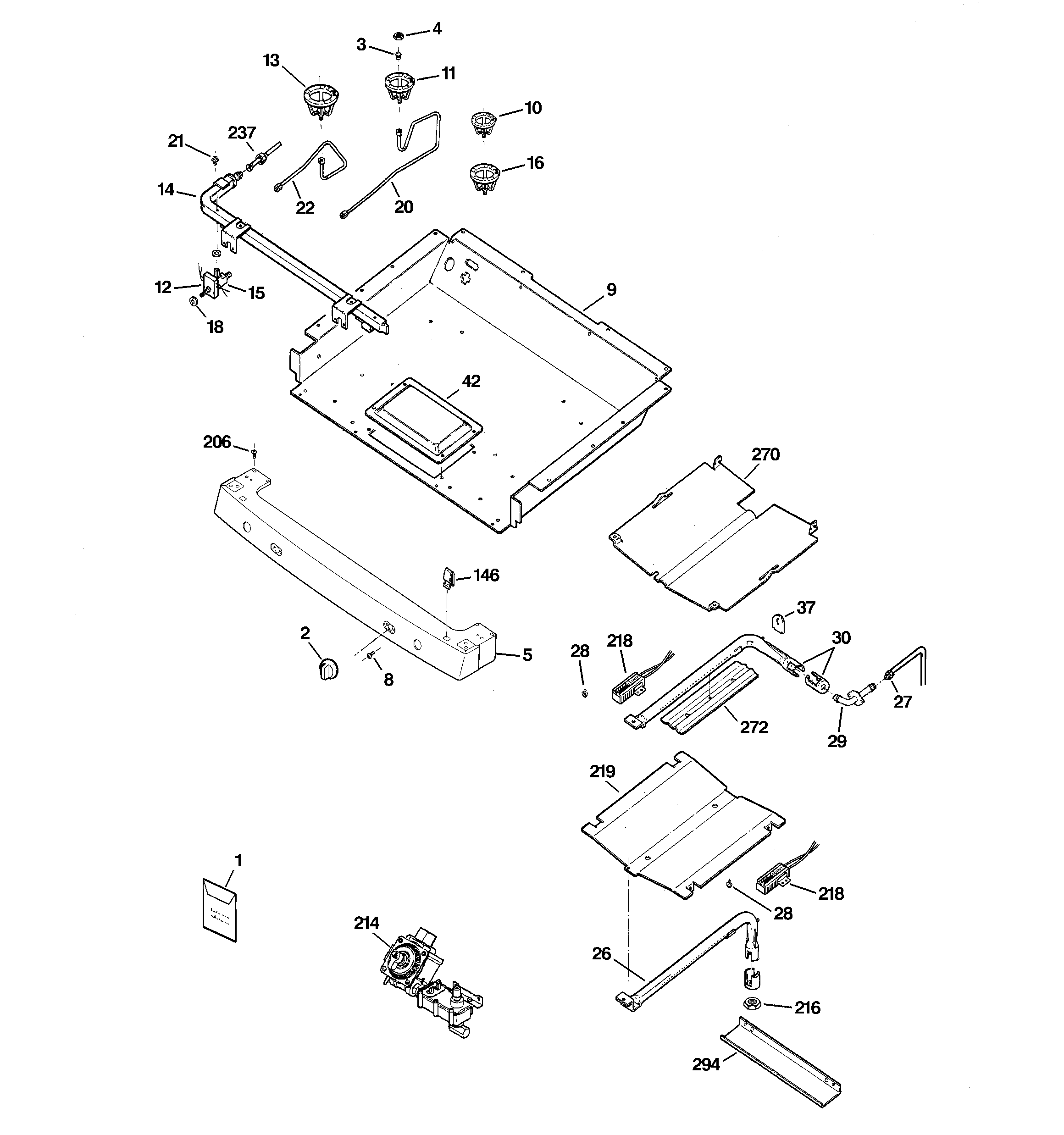 GE JGBP36BEJ3BB gas & burner parts diagram