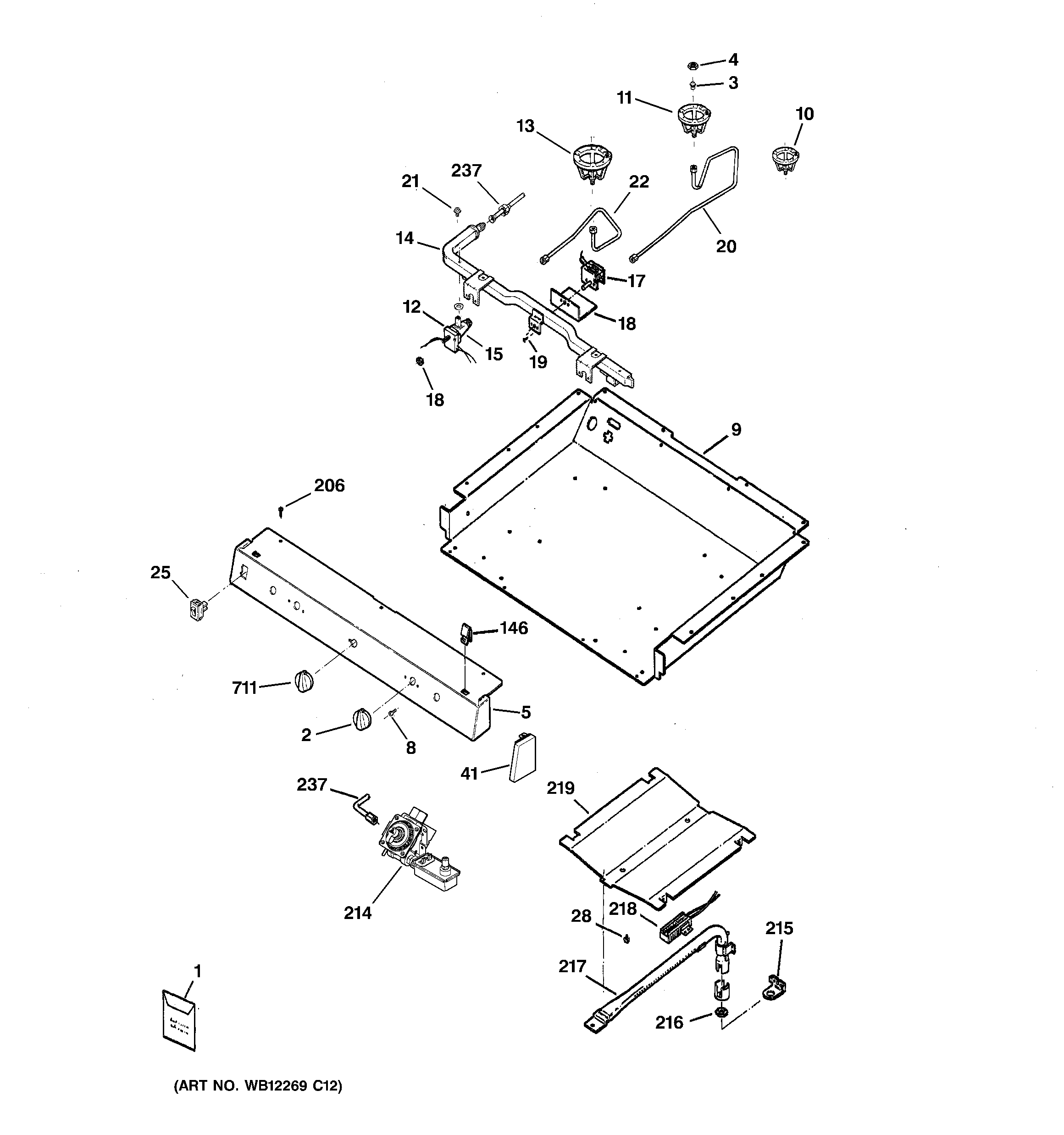 GE JGBS23SEH5SS gas & burner parts diagram