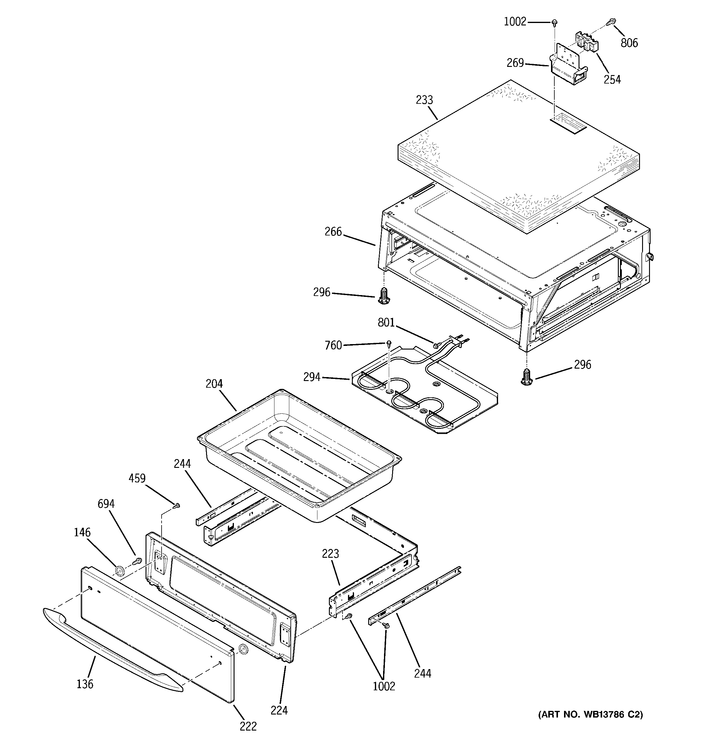 GE JCBP84WK2WW warming drawer diagram