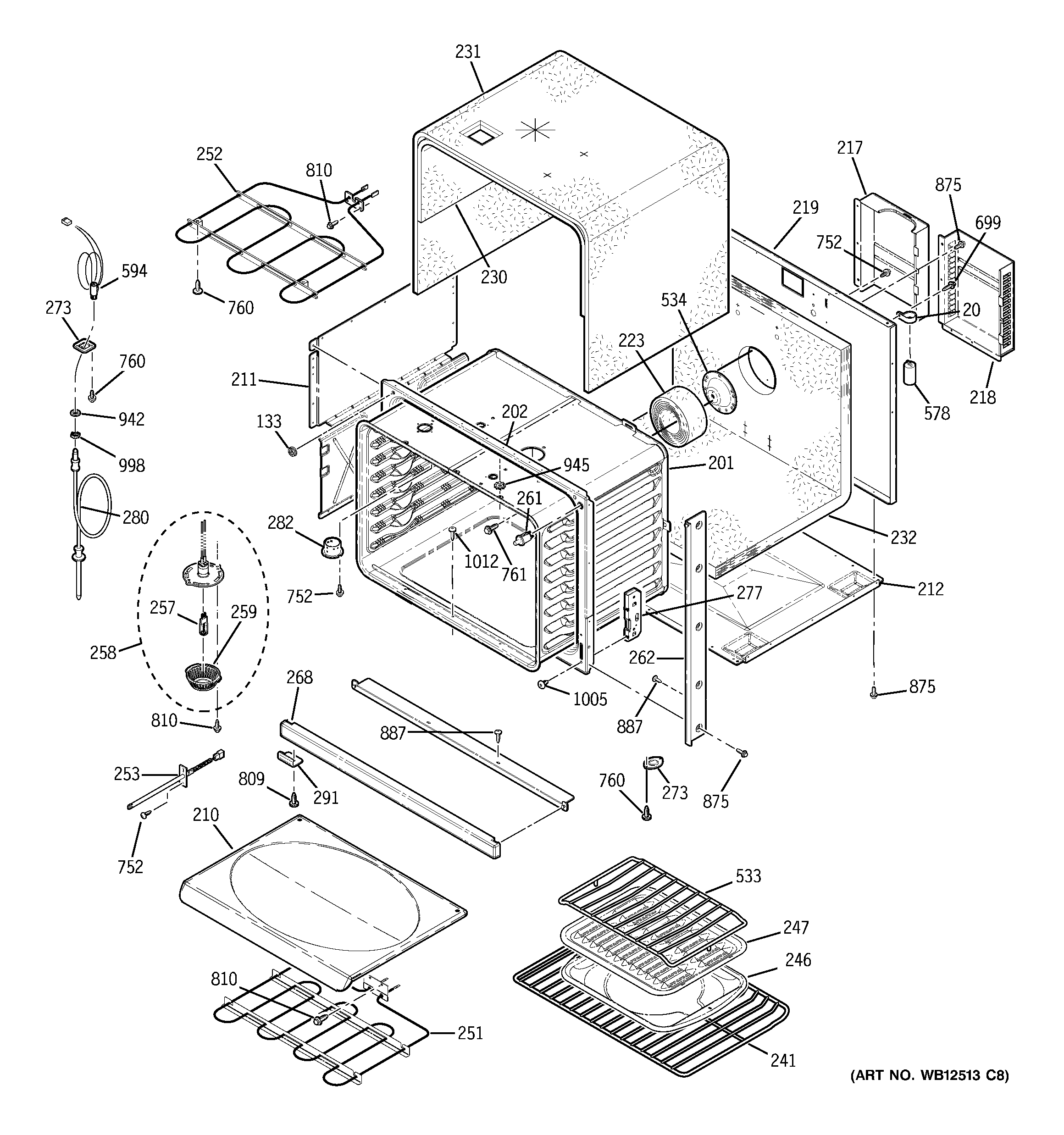 GE JCT915SK4SS body parts diagram
