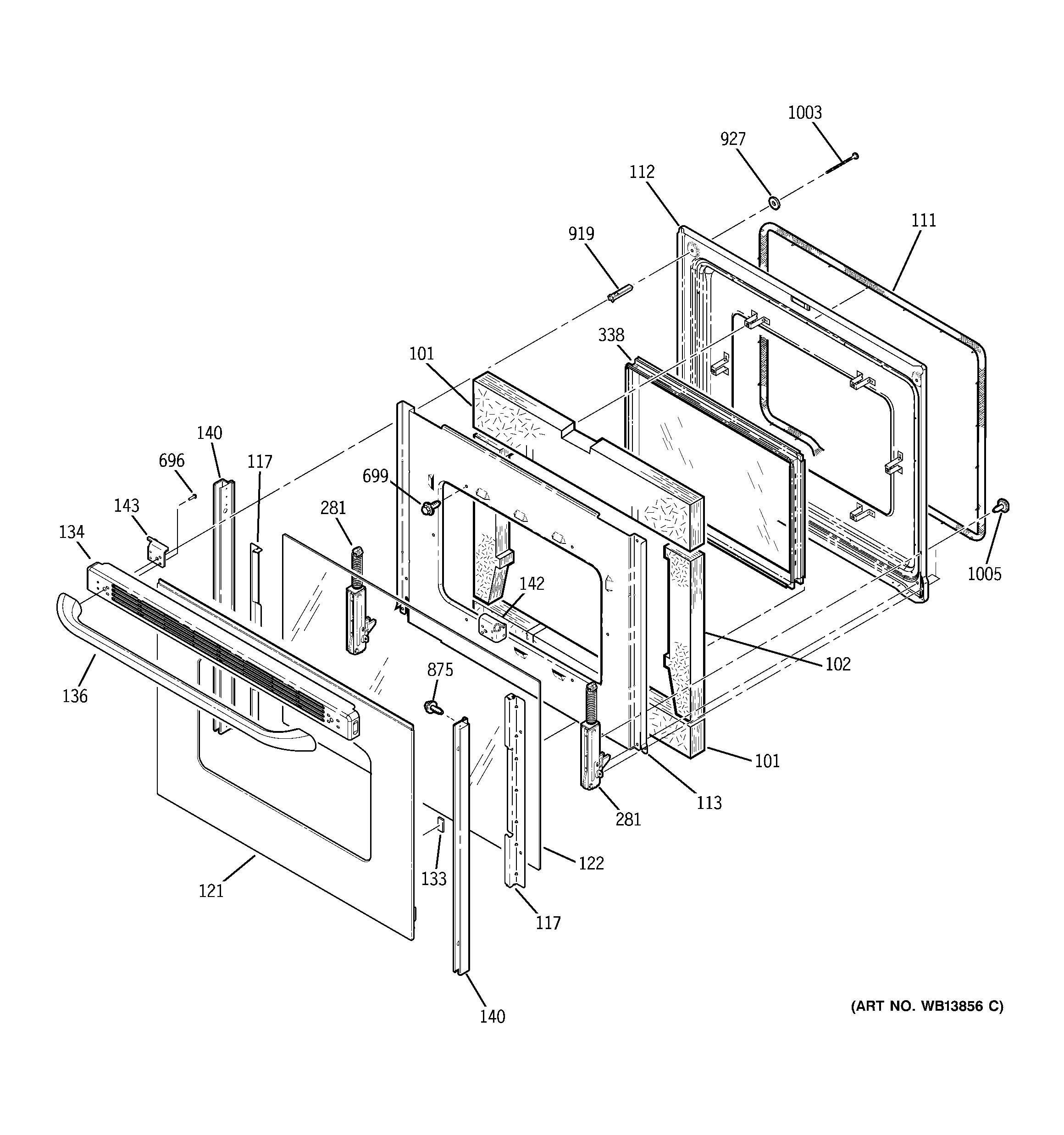 GE JCBP68MK2BS door diagram