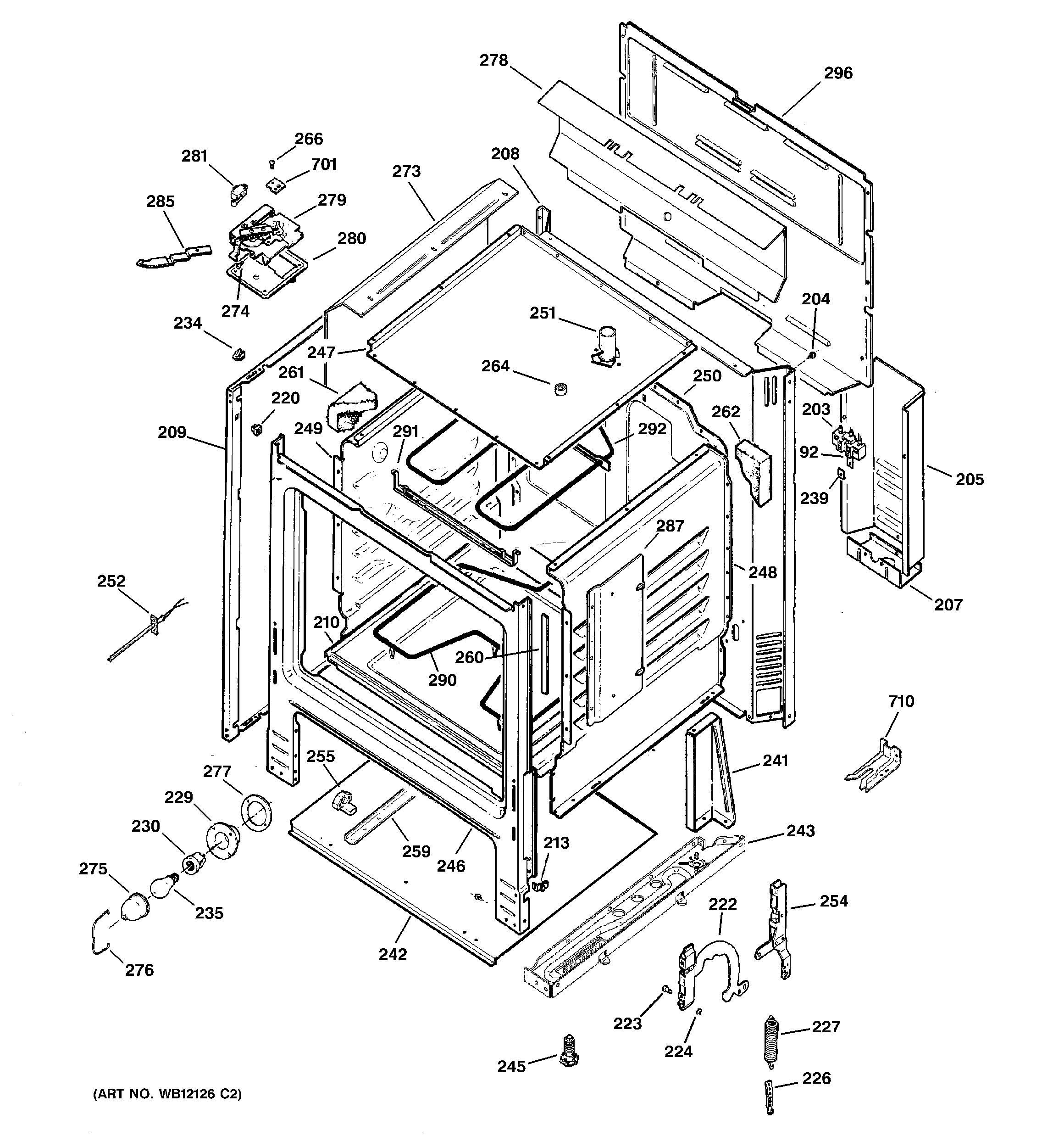 GE JBP22BK2WH body parts diagram