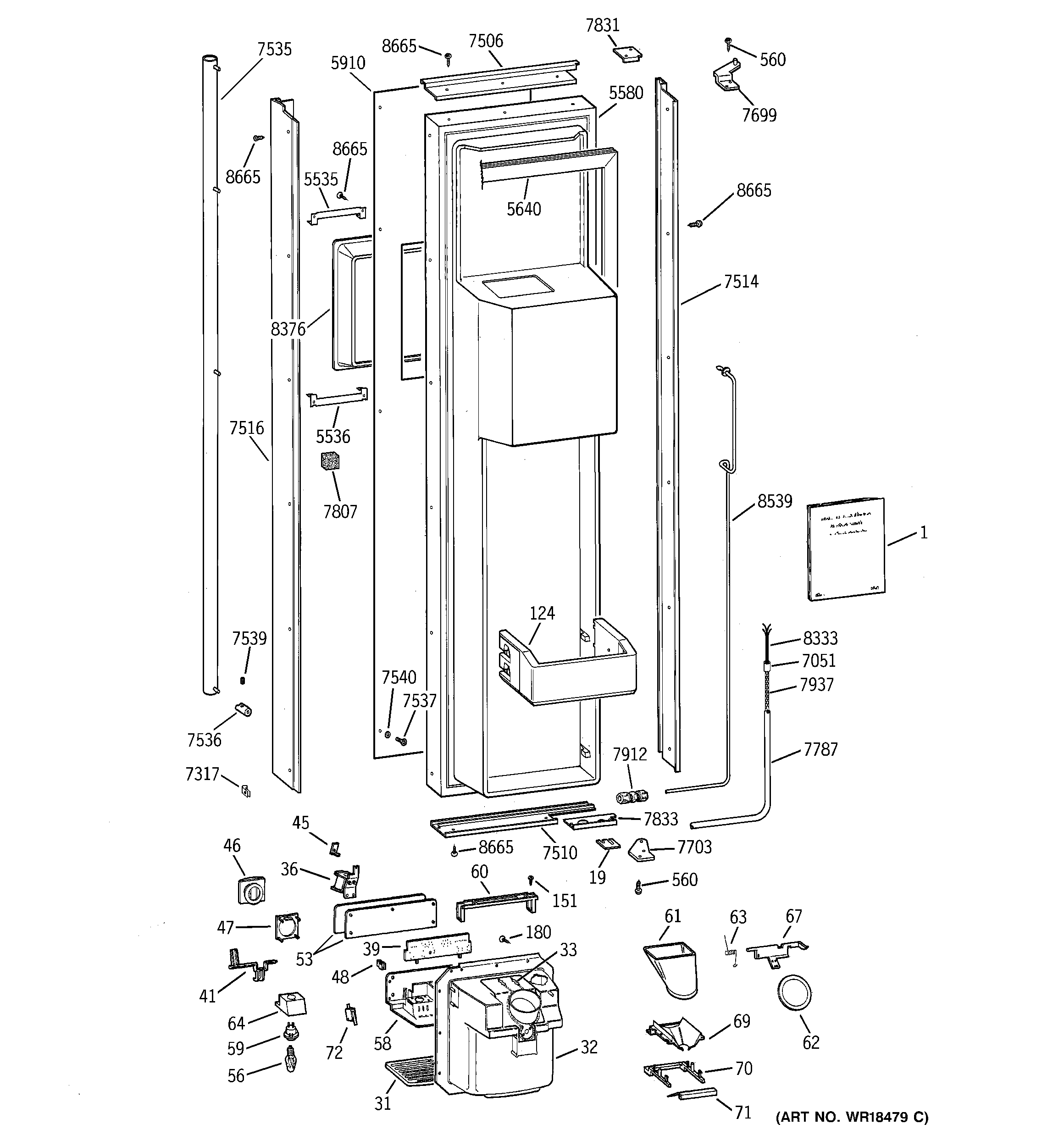 GE ZISS42DYASS freezer door diagram