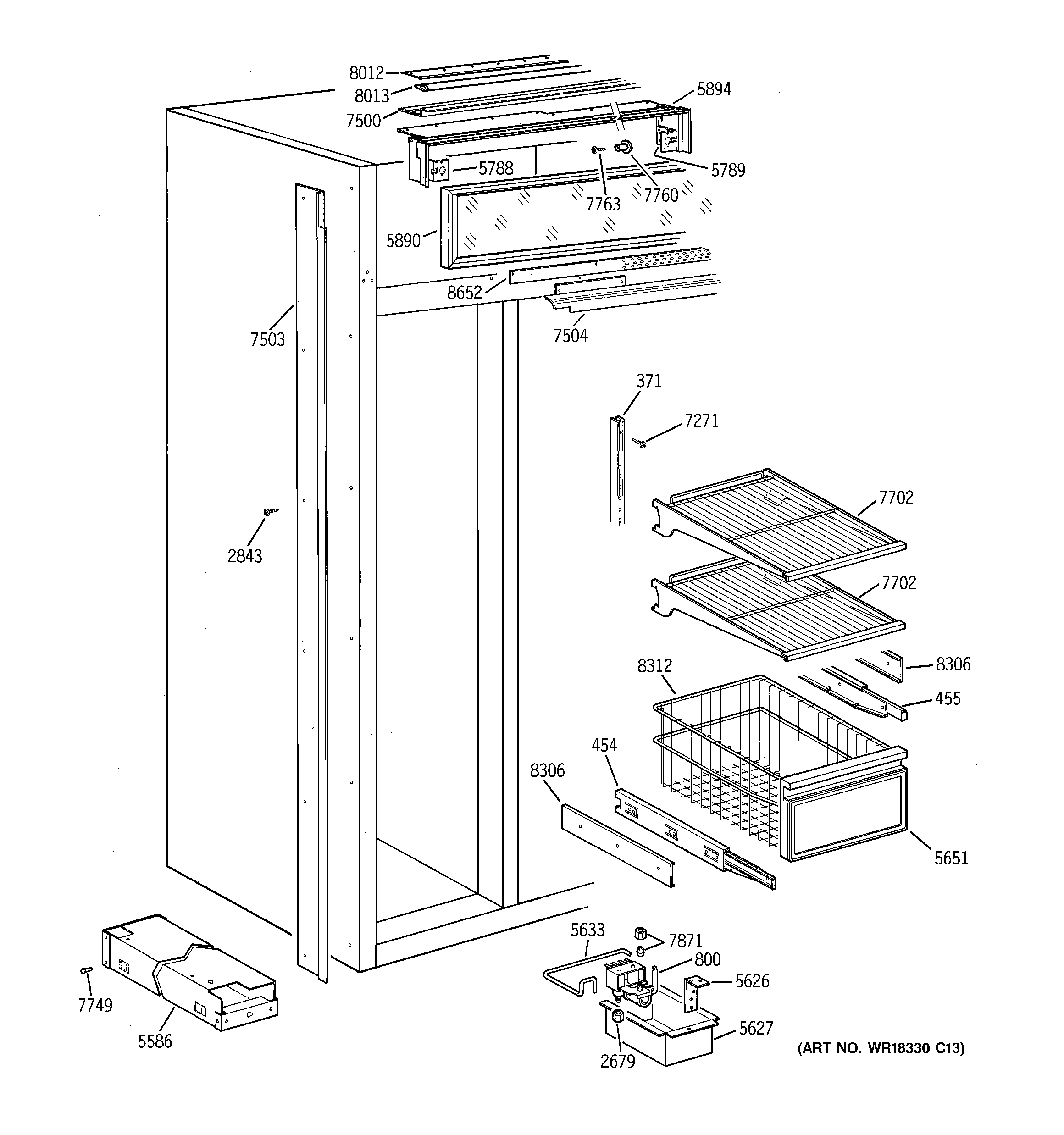 GE ZISS42DYASS freezer shelves diagram