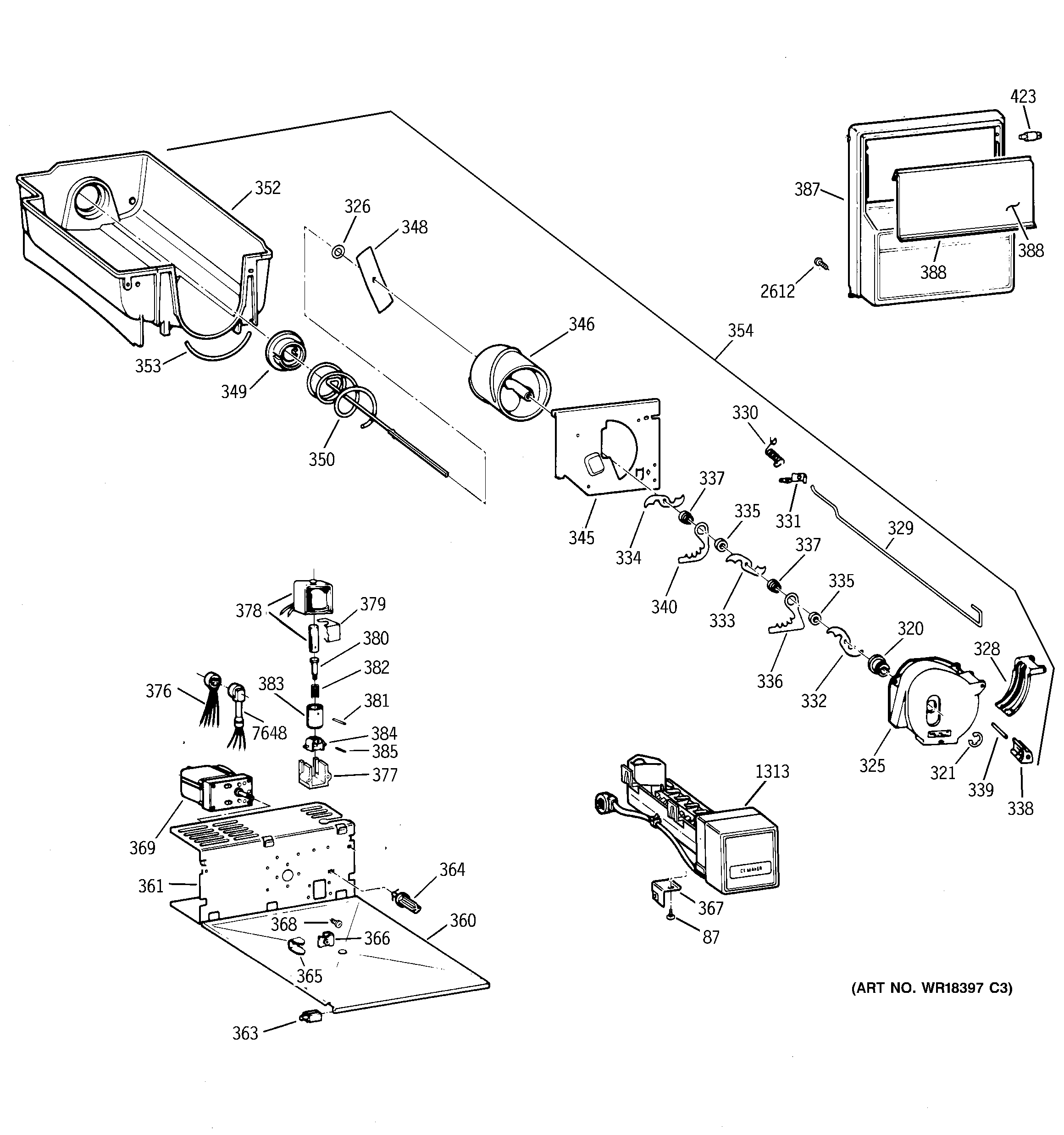 GE ZISS42DYASS ice maker & dispenser diagram