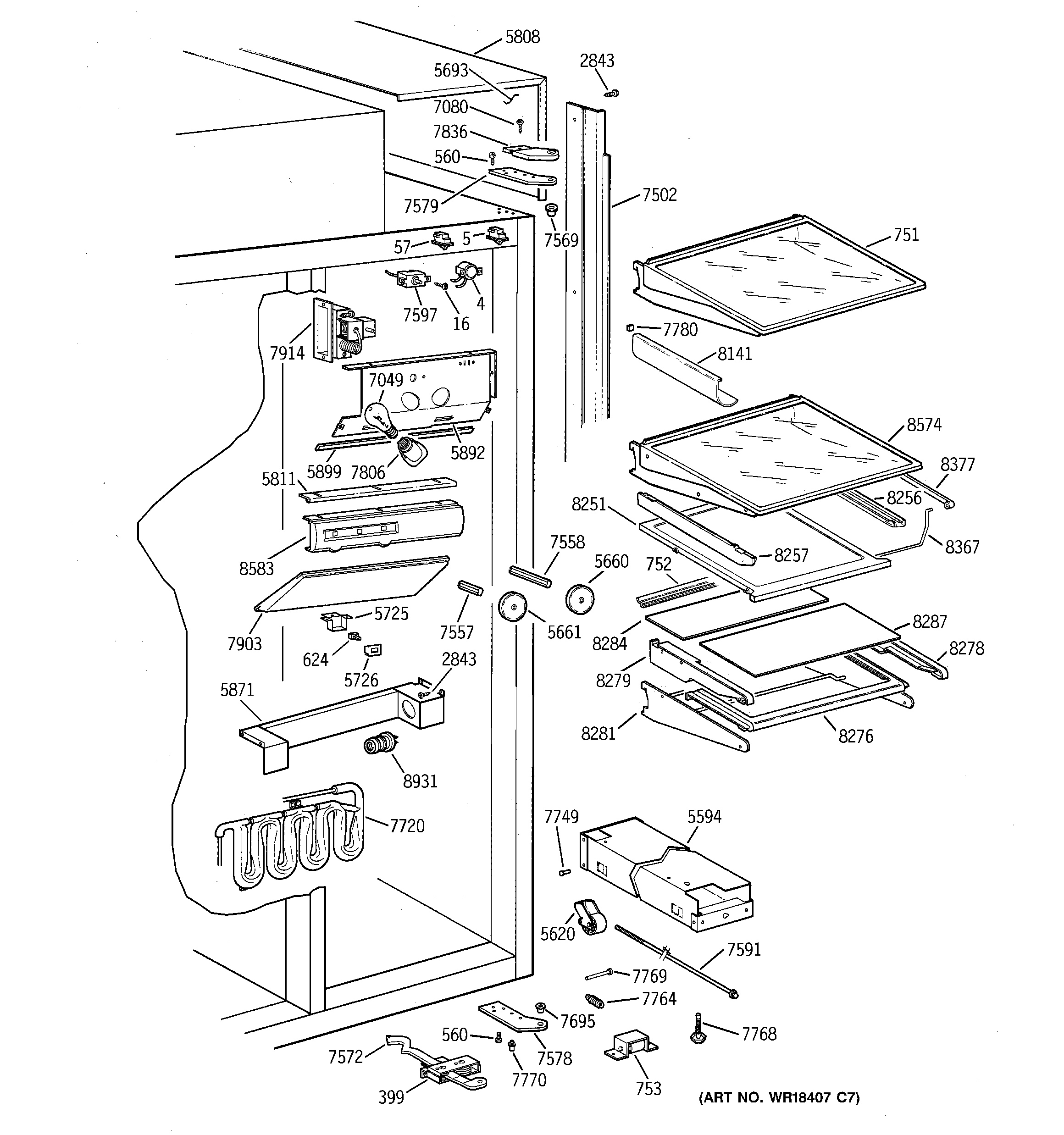 GE ZISS42DYASS fresh food section diagram