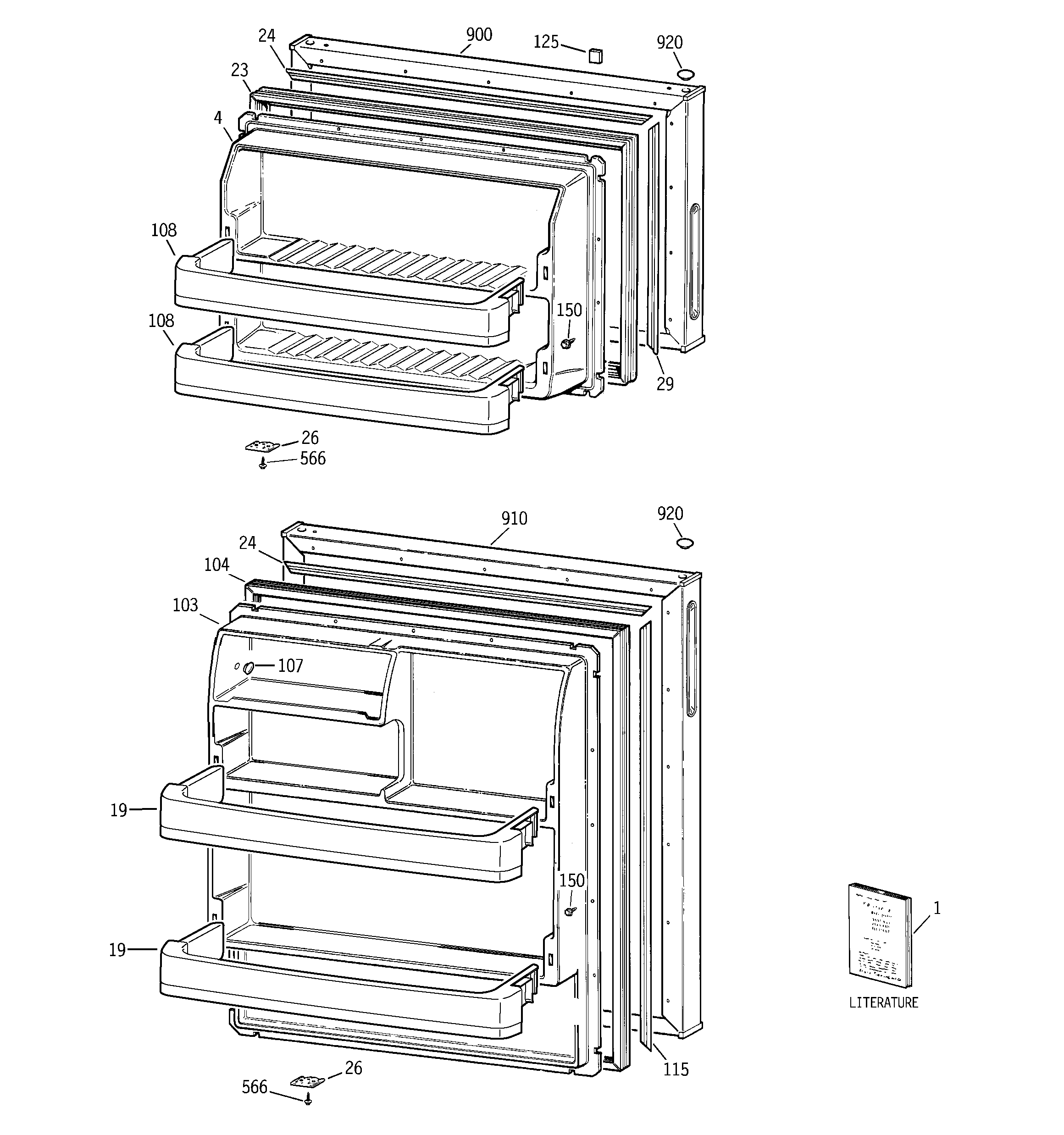 GE Americana A3316ABSARWW doors diagram