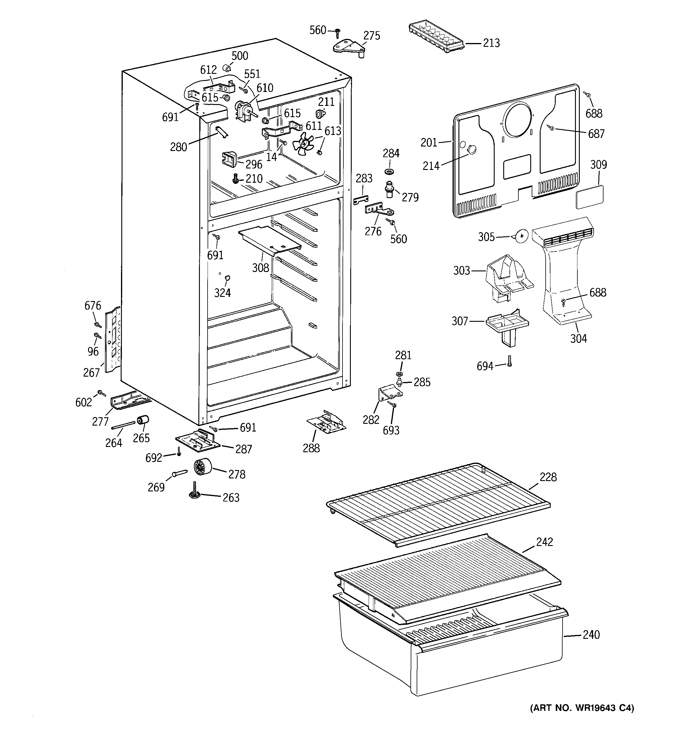 GE Americana A3316ABSARWW cabinet diagram