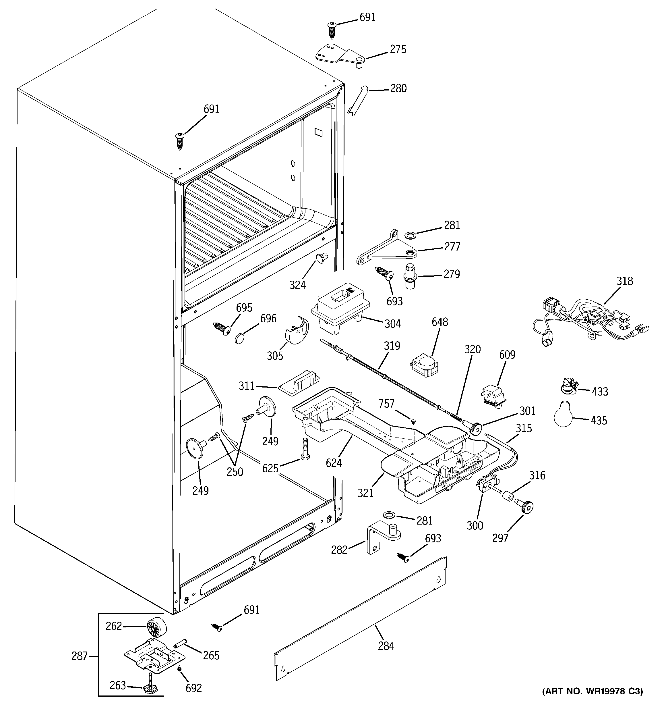 GE DTS18ICSVRWW fresh food section diagram
