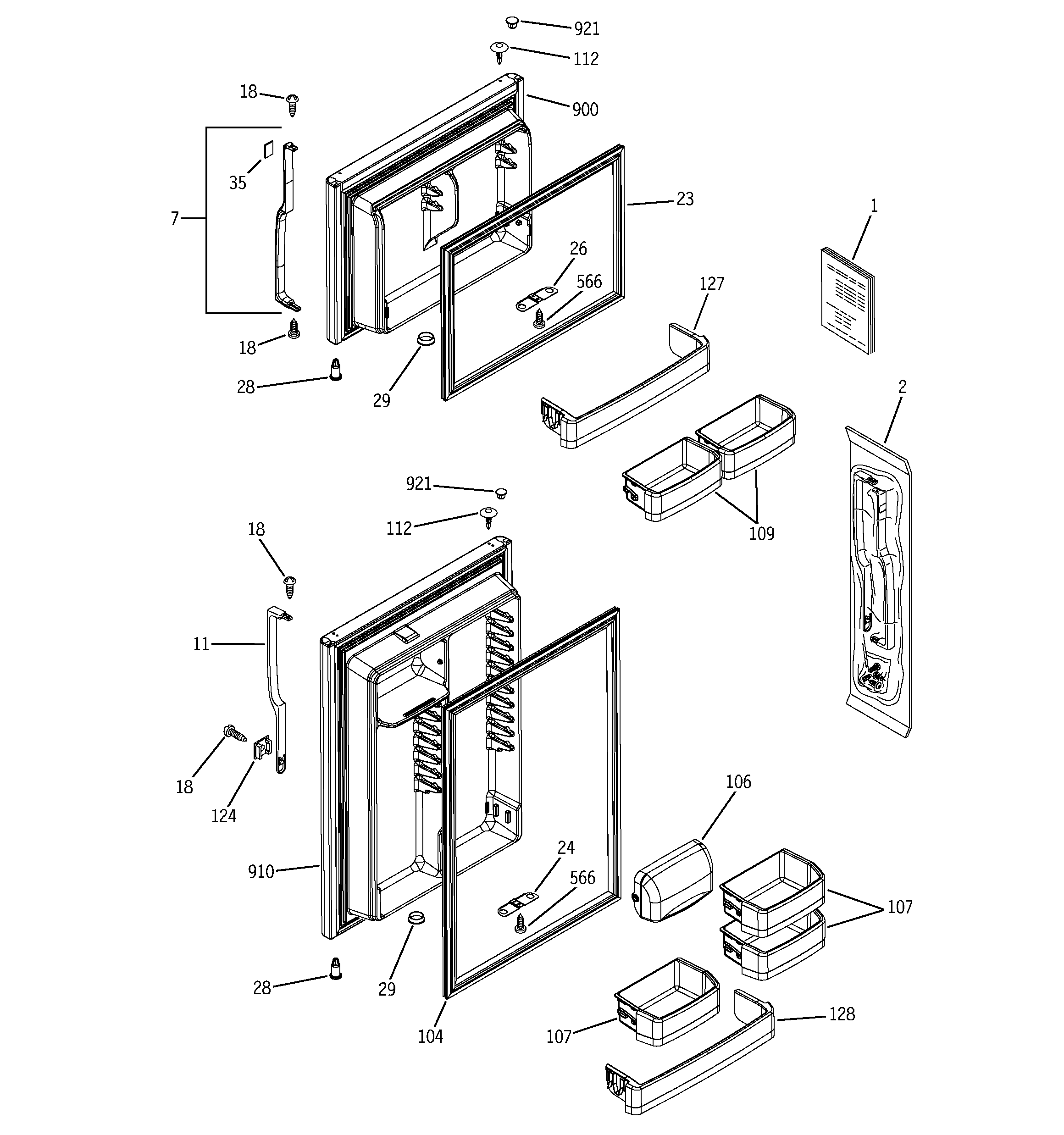 GE GTS18SBPVRBS doors diagram