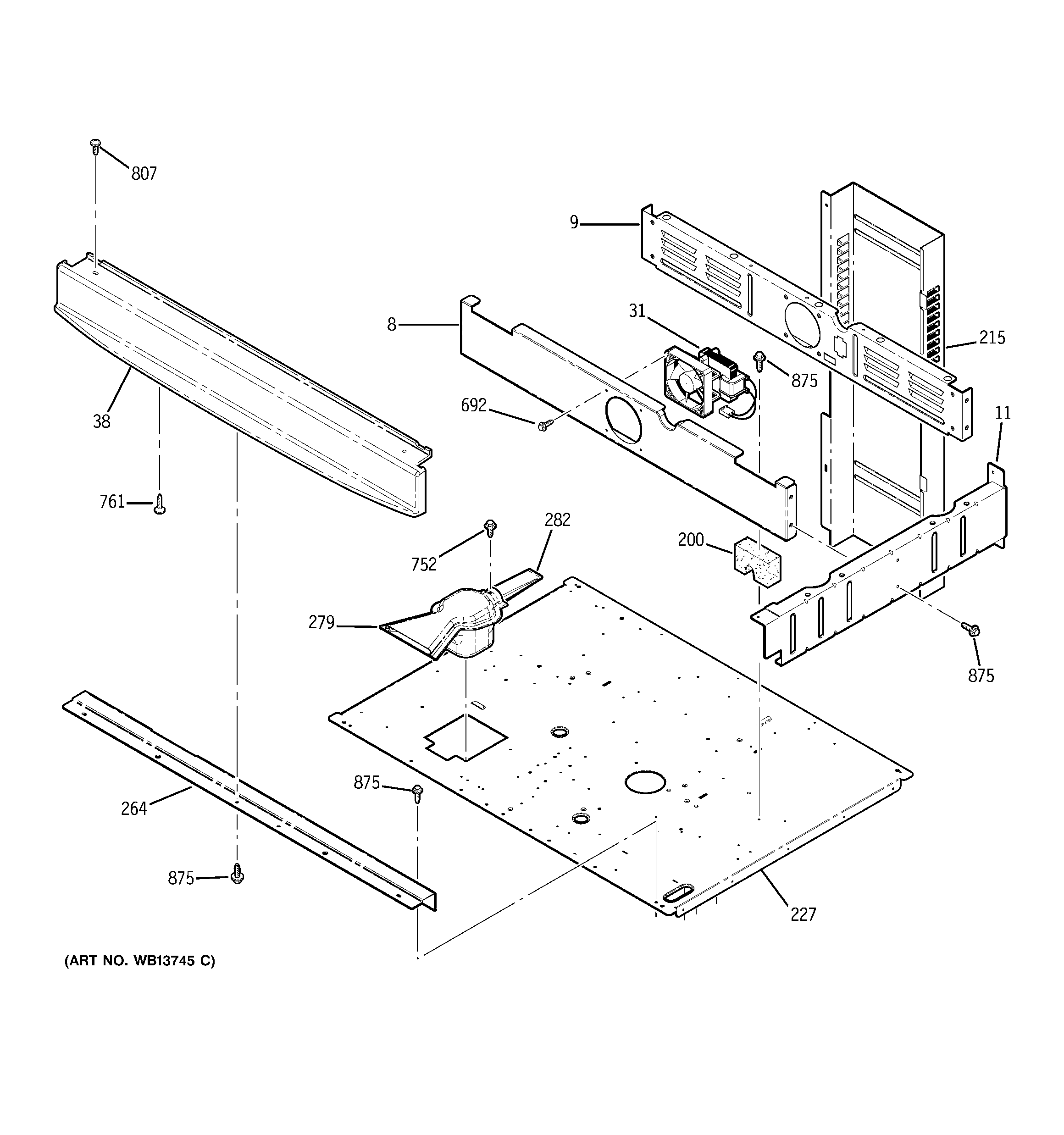 GE JTP28WF7WW center spacer diagram