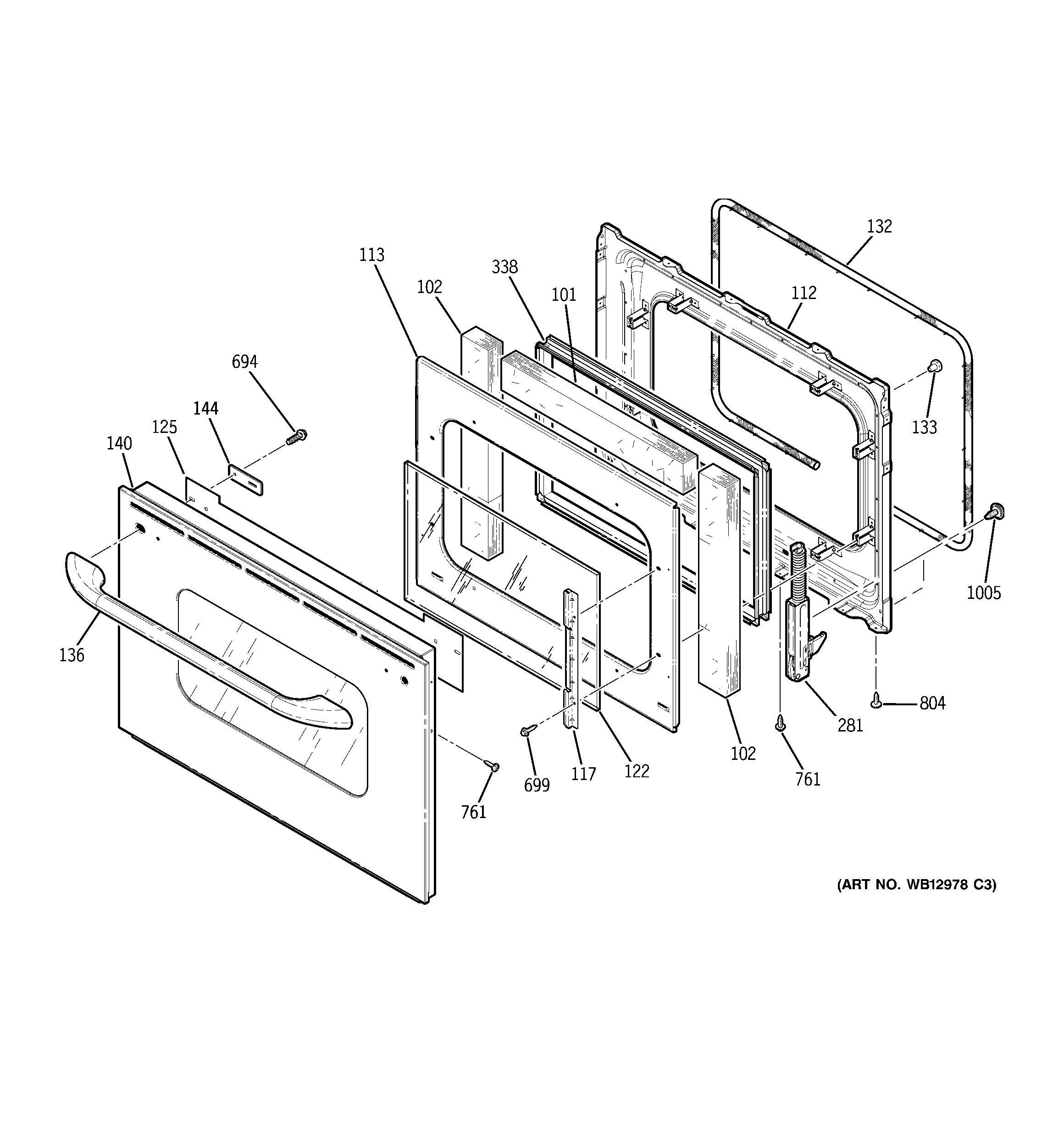 GE JTP28SK3SS door diagram