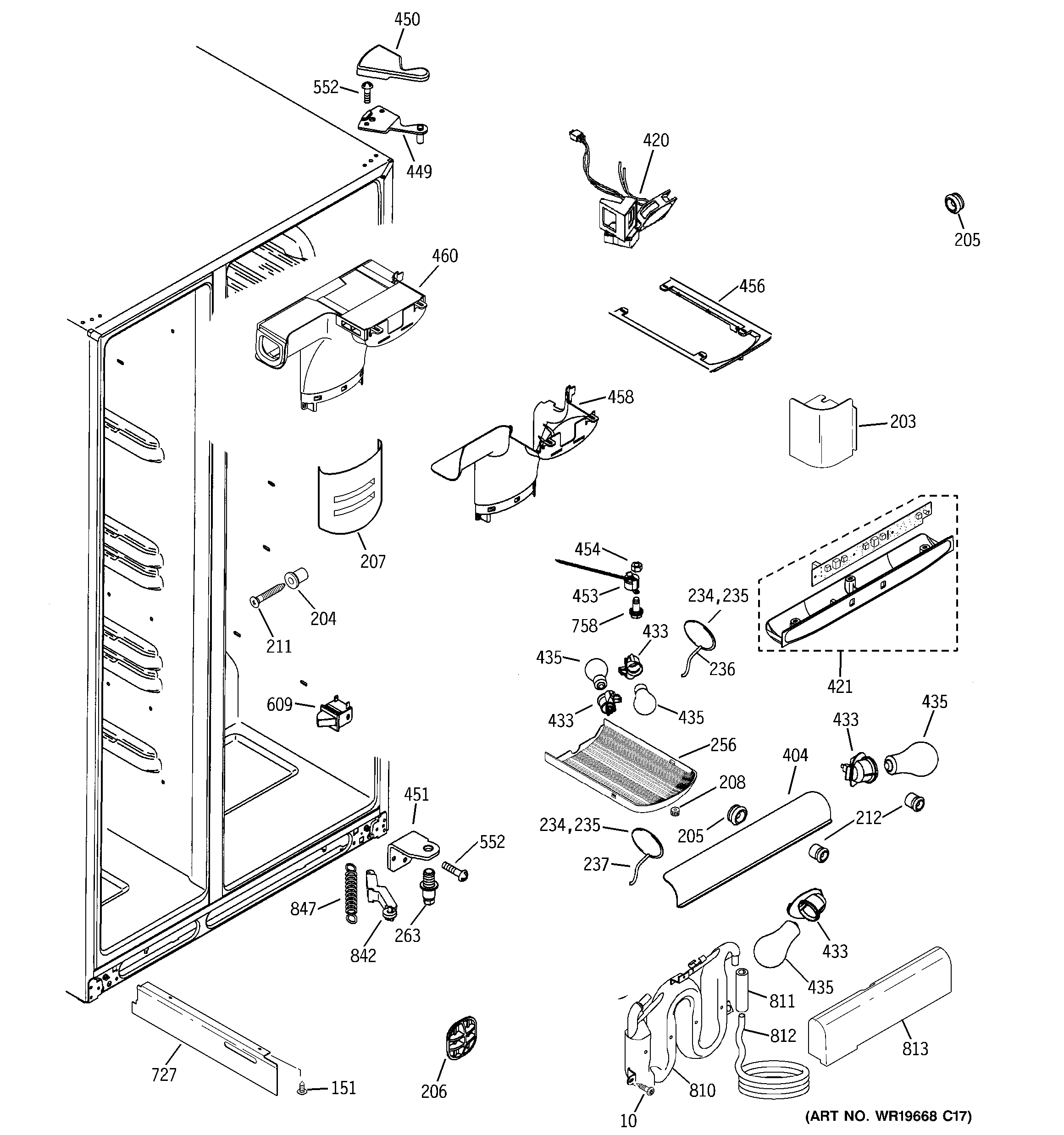 GE GCE21YETAFSS fresh food section diagram