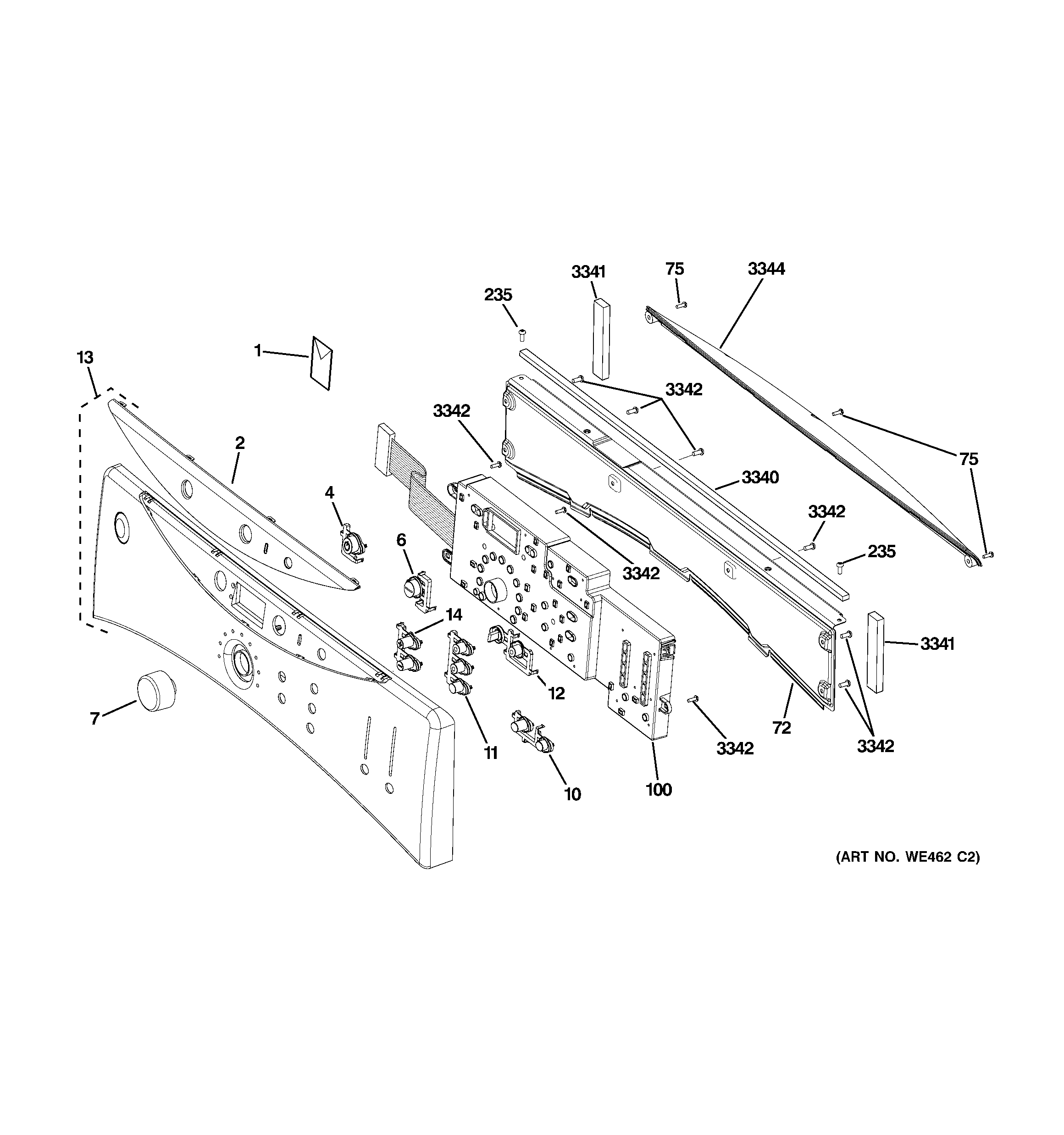 GE DBVH512GF0GG controls & backsplash diagram