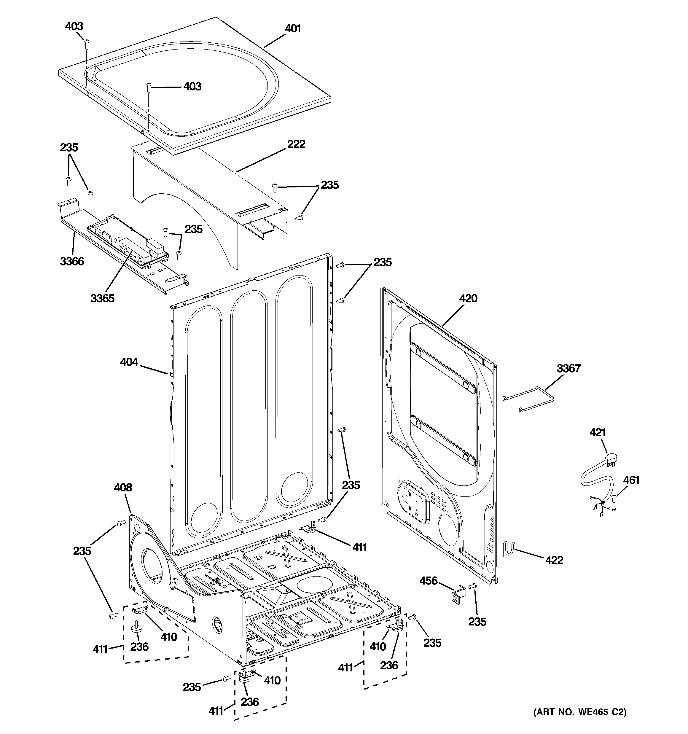 GE DBVH512GF0GG cabinet diagram