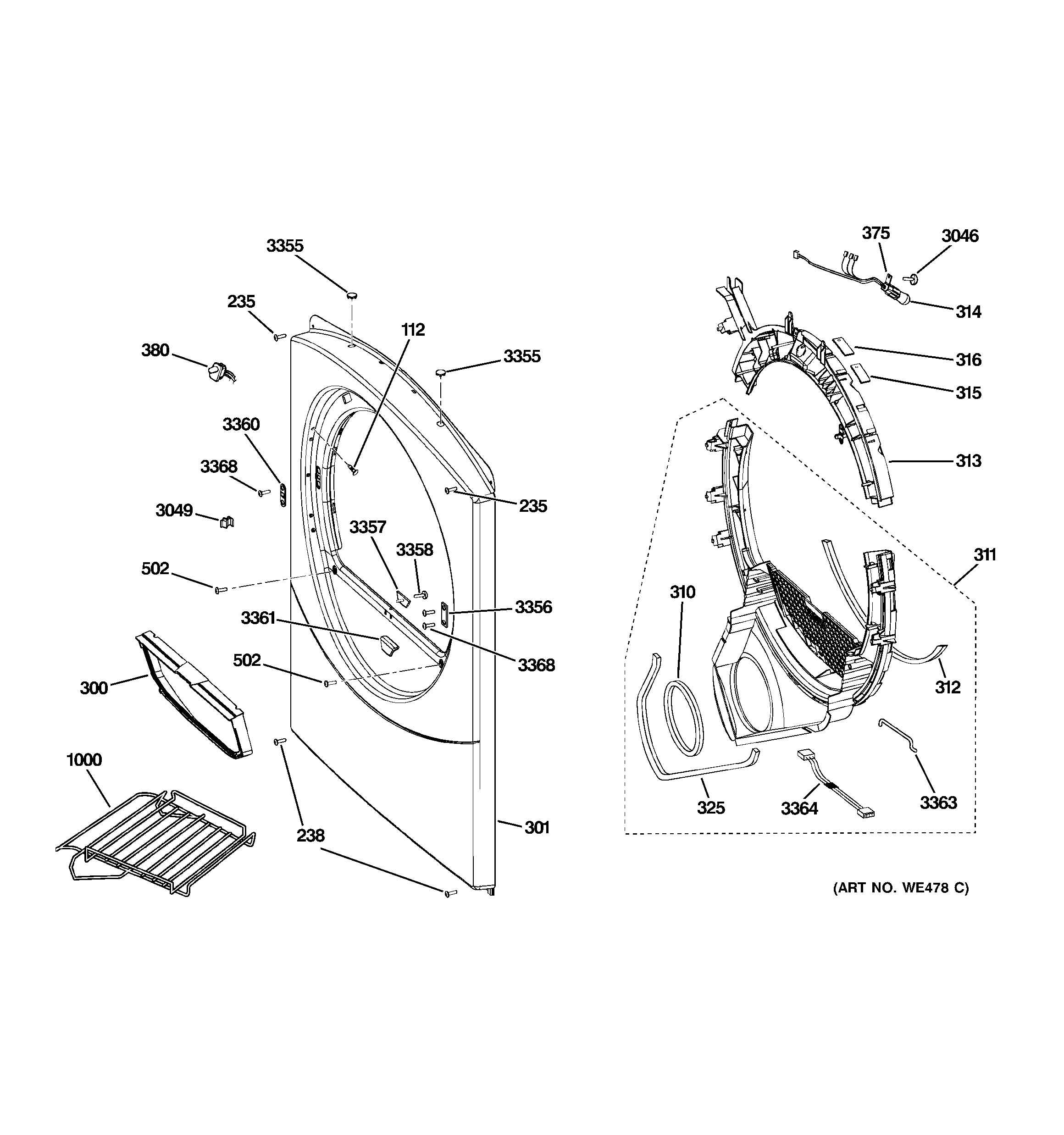 GE DHDVH52GF0GG front panel diagram
