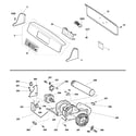 GE DPSB613GD2WW backsplash, blower & motor assembly diagram