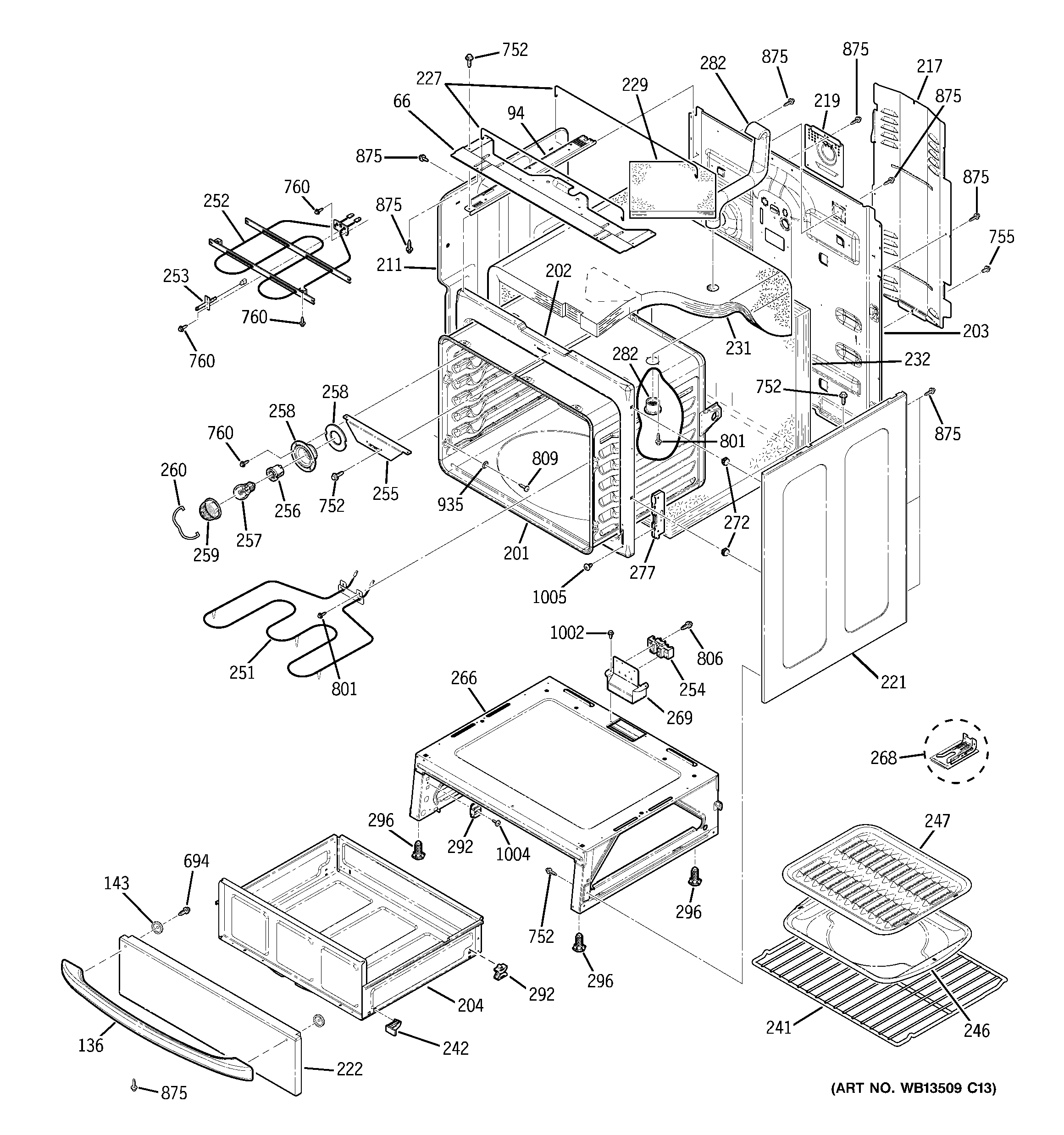GE JBP73SL1SS body parts diagram