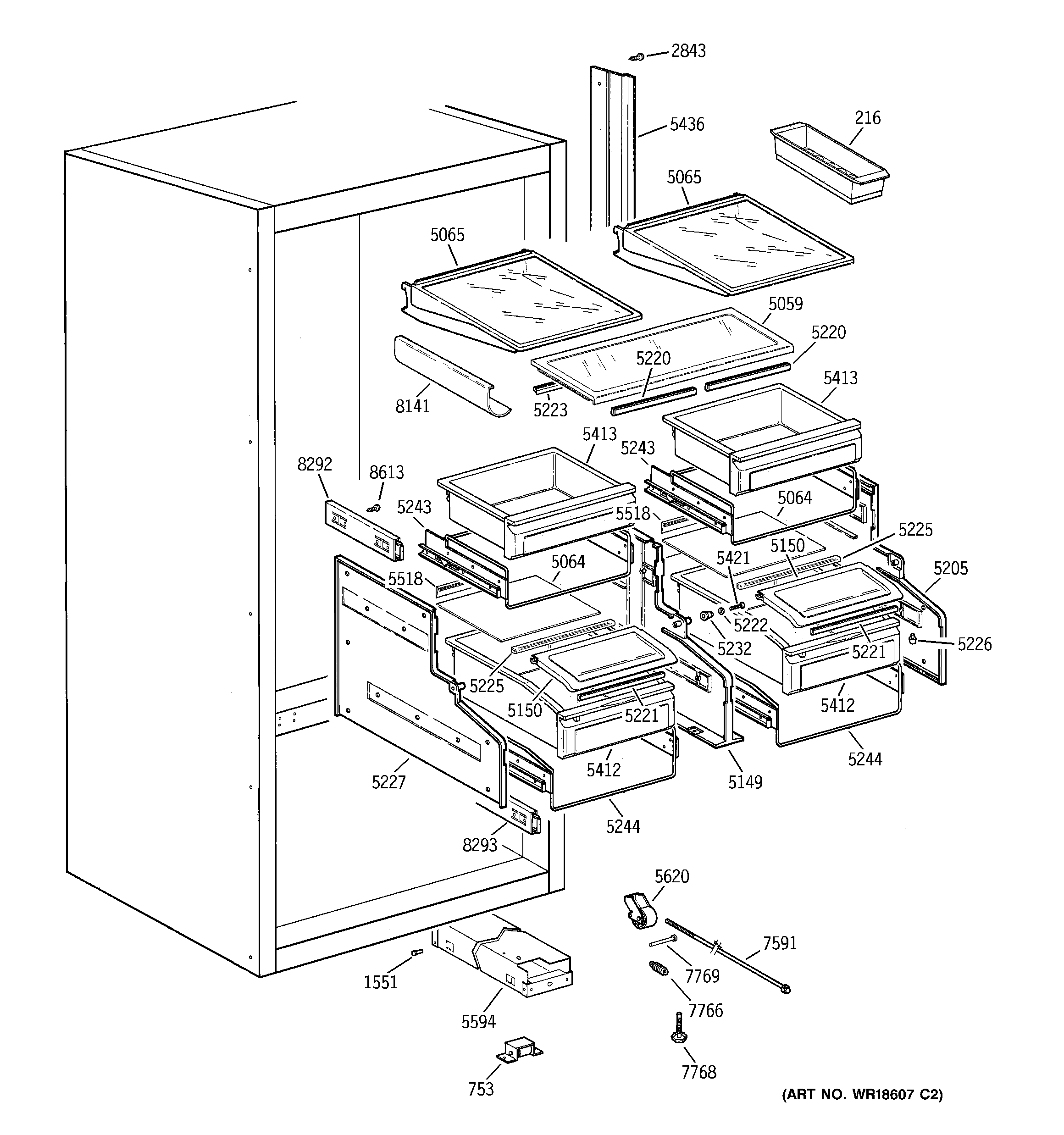 GE ZICS36NAASSRH fresh food section diagram