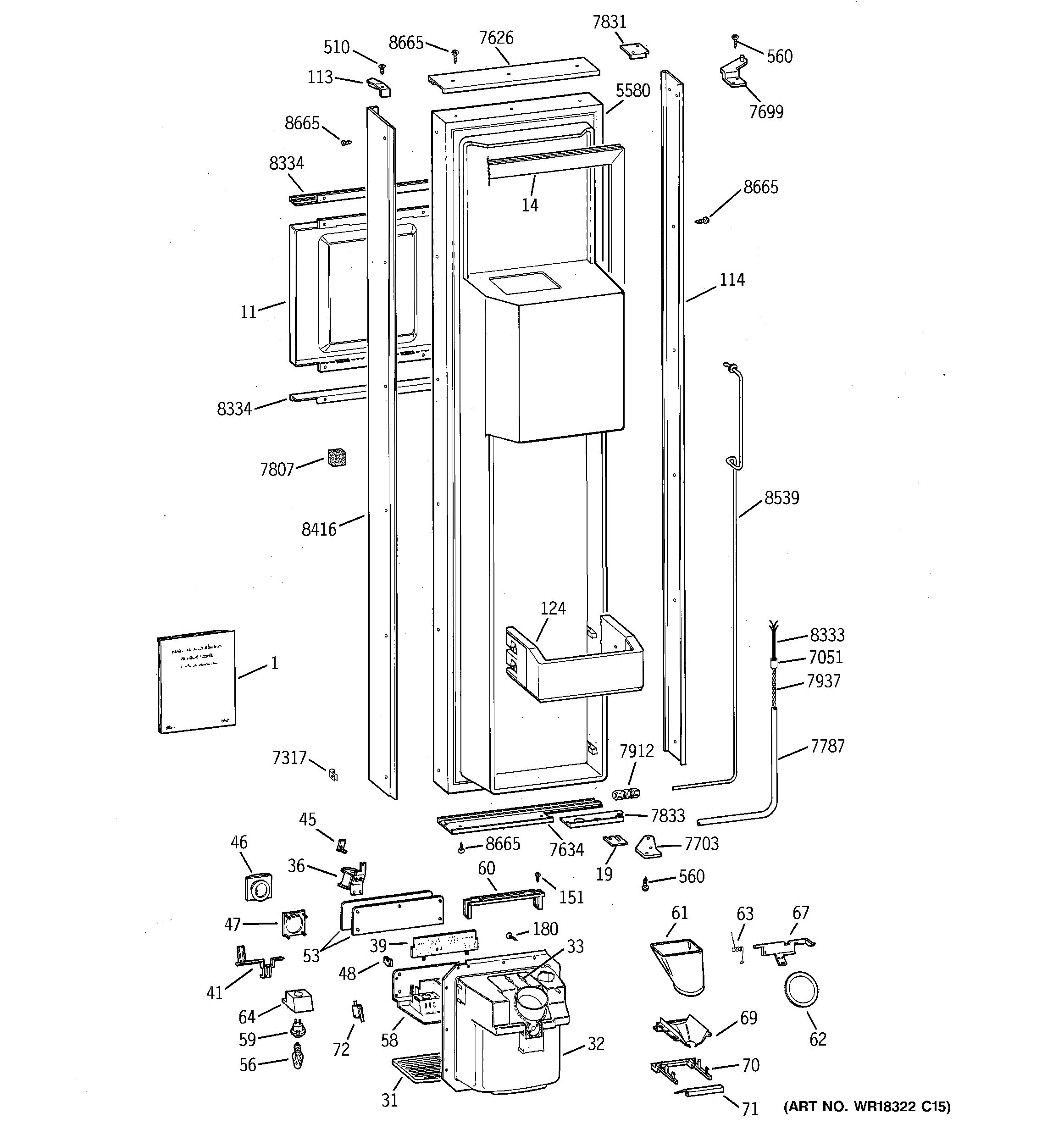 GE ZISB36DYB freezer door diagram