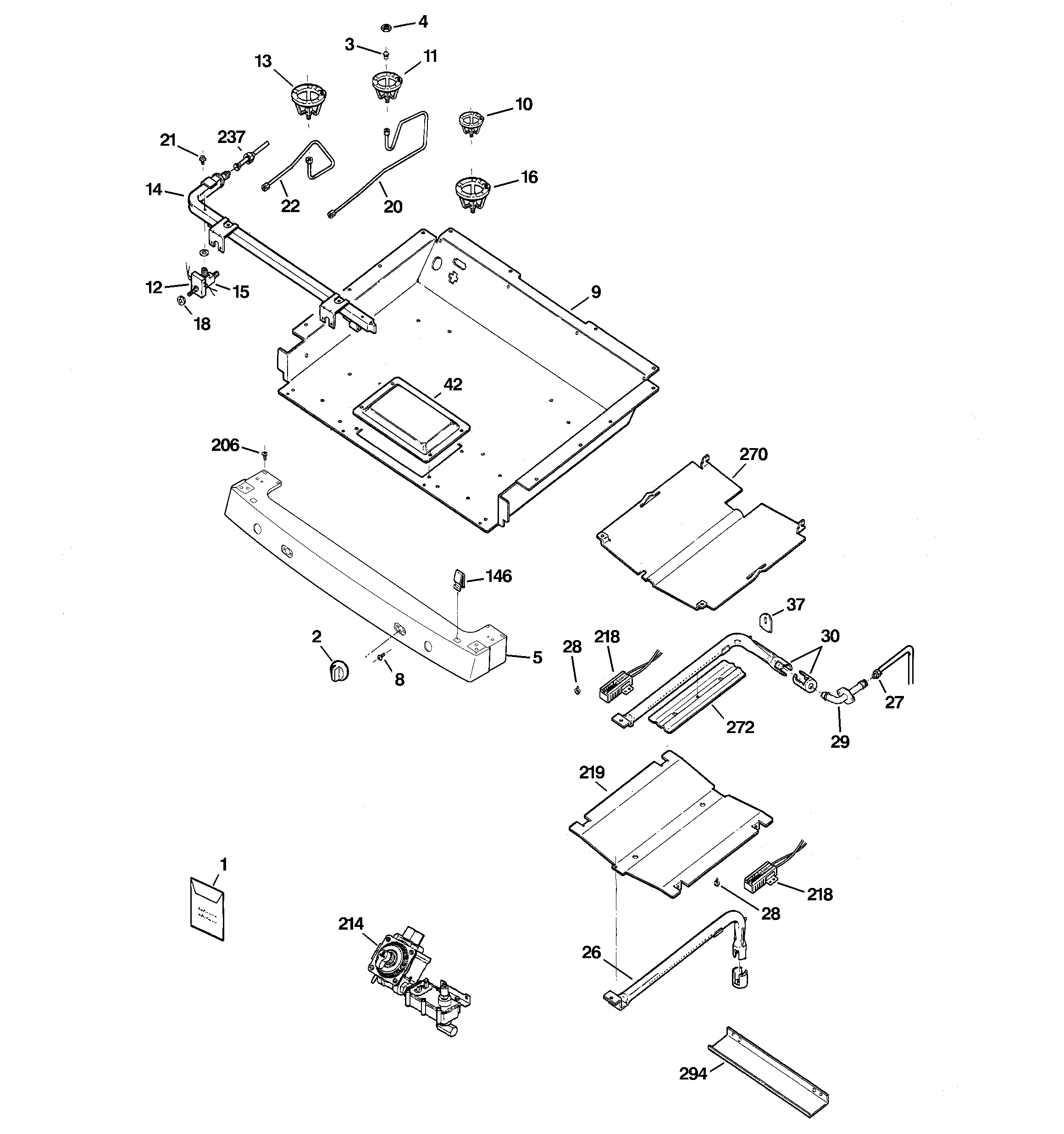 GE EGR3000EJ4CC gas & burner parts diagram